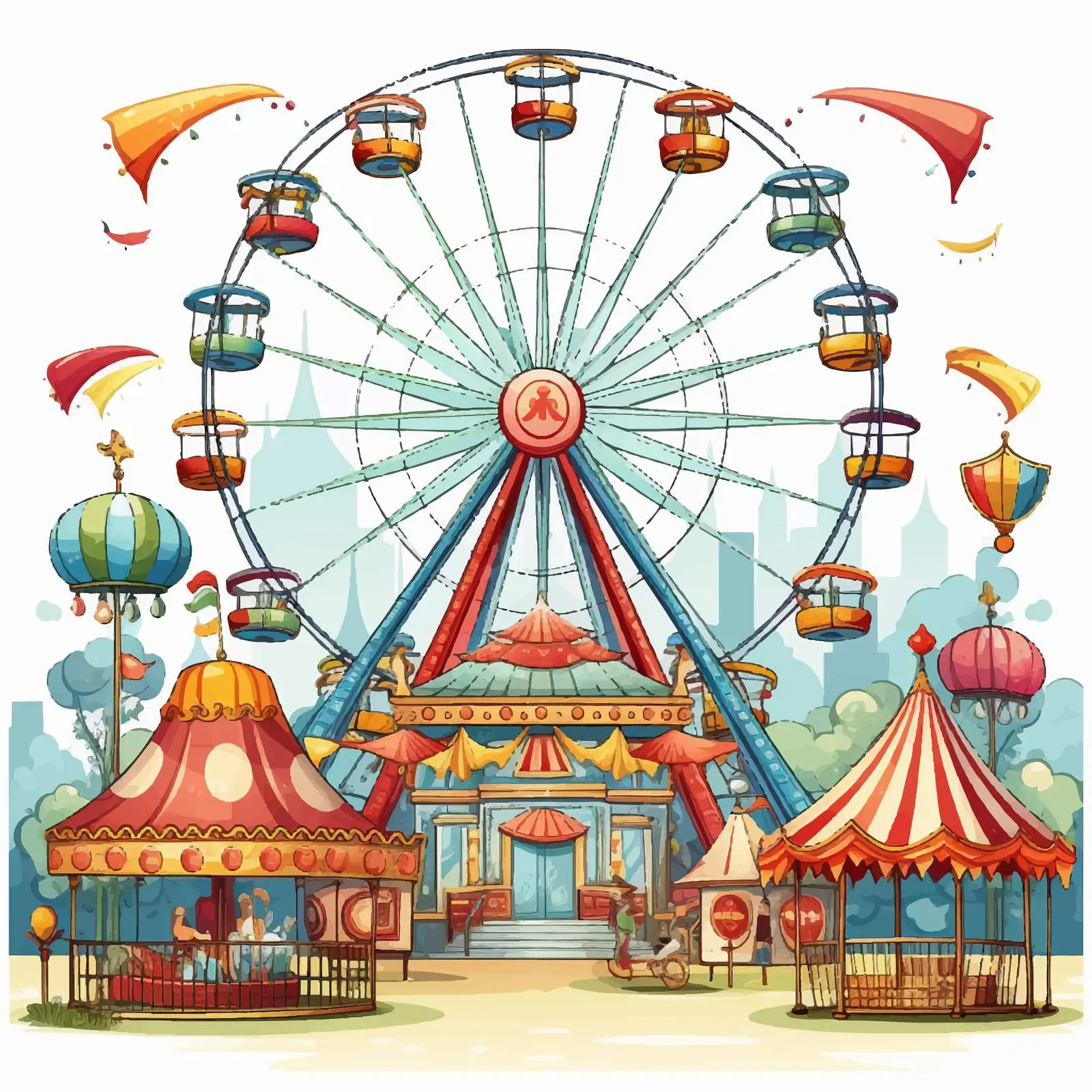 Fun Fair Games Illustration on White Background – free fun fair image from Dotvec