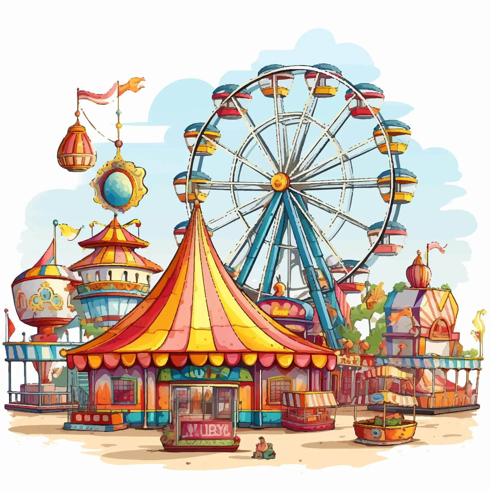 Fun Fair Games Illustration on White Background — free download from Dotvec