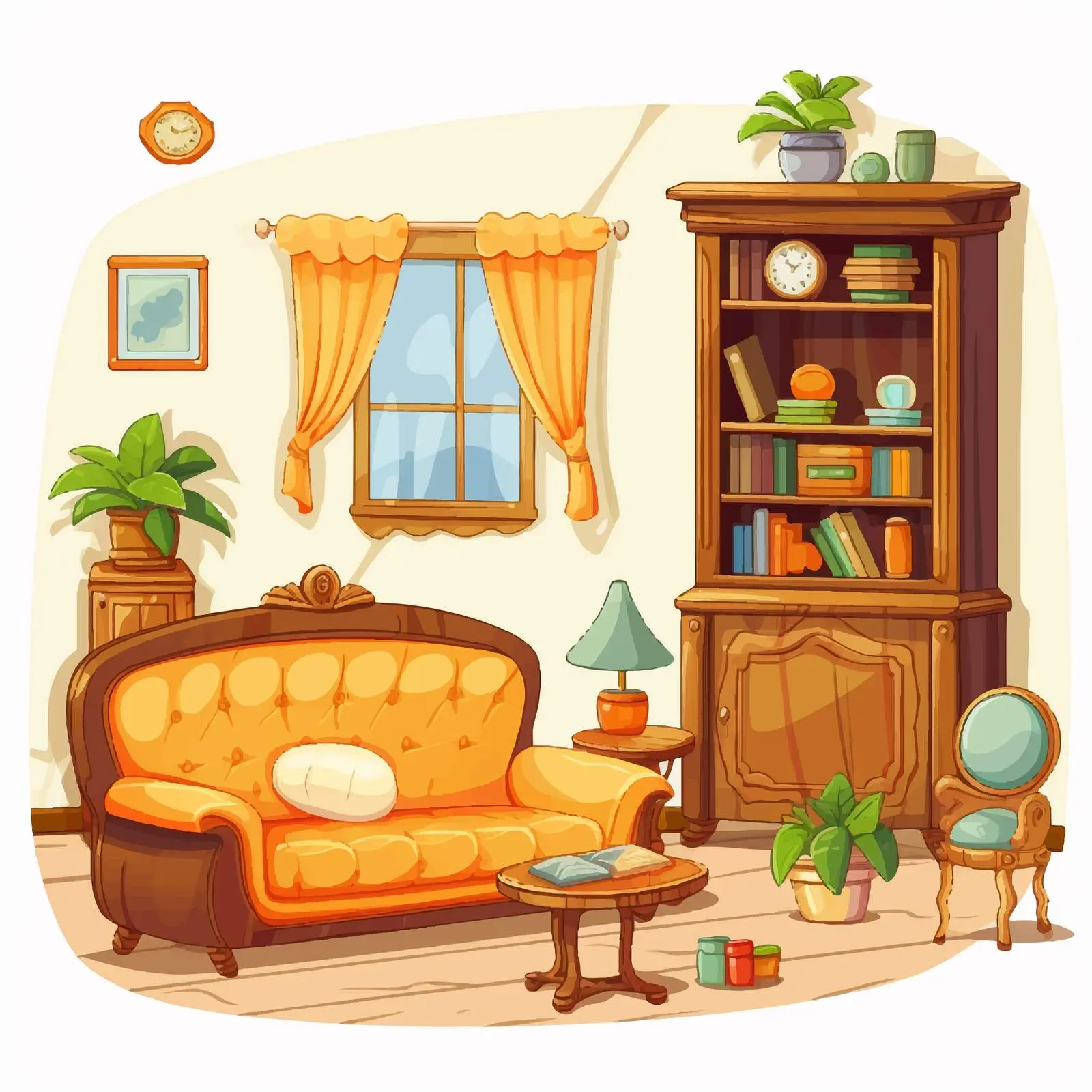 Stylized Furnitures Inside a House Vector Illustration — free download from Dotvec