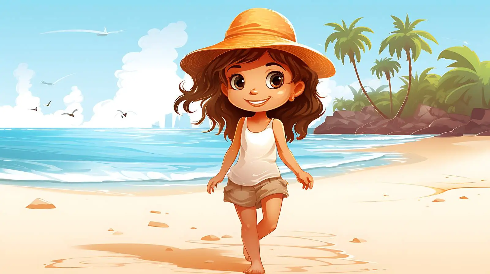 Serene Beach Girl Illustration — free download from Dotvec