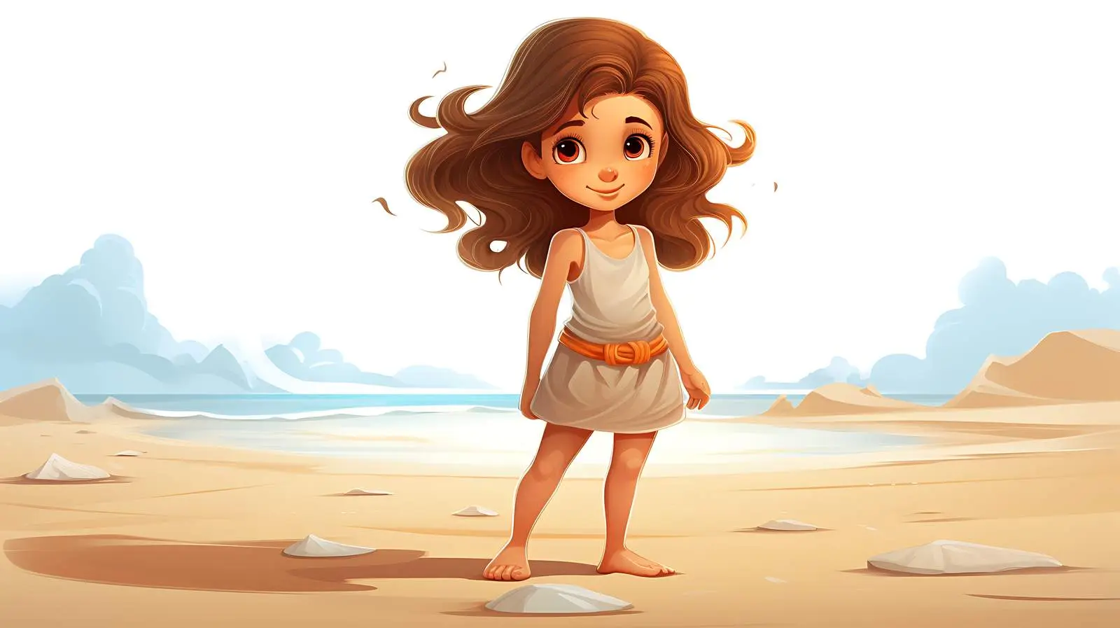 Serene Beach Girl Illustration — free download from Dotvec