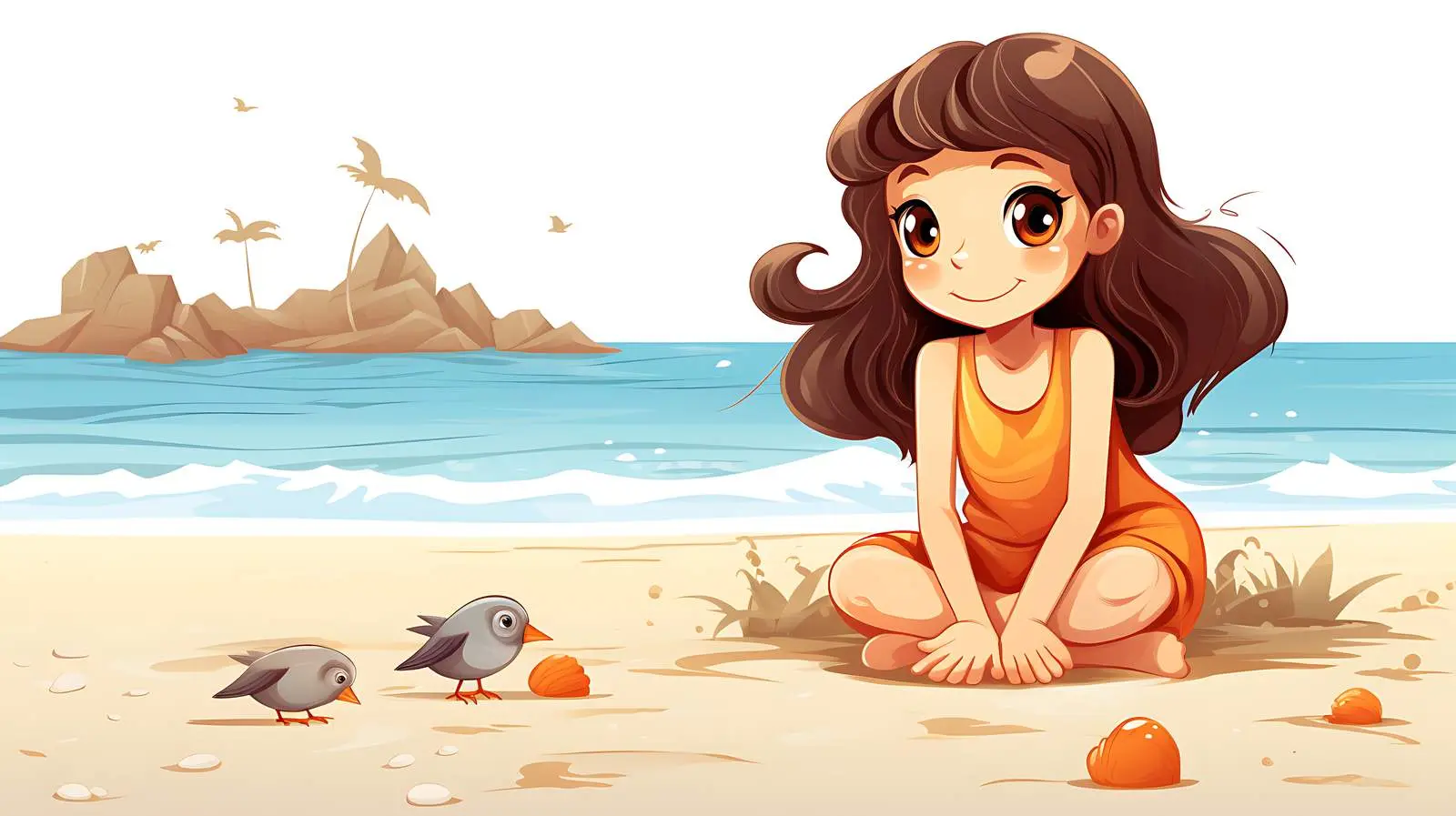 Beach Girl Illustration — free download from Dotvec