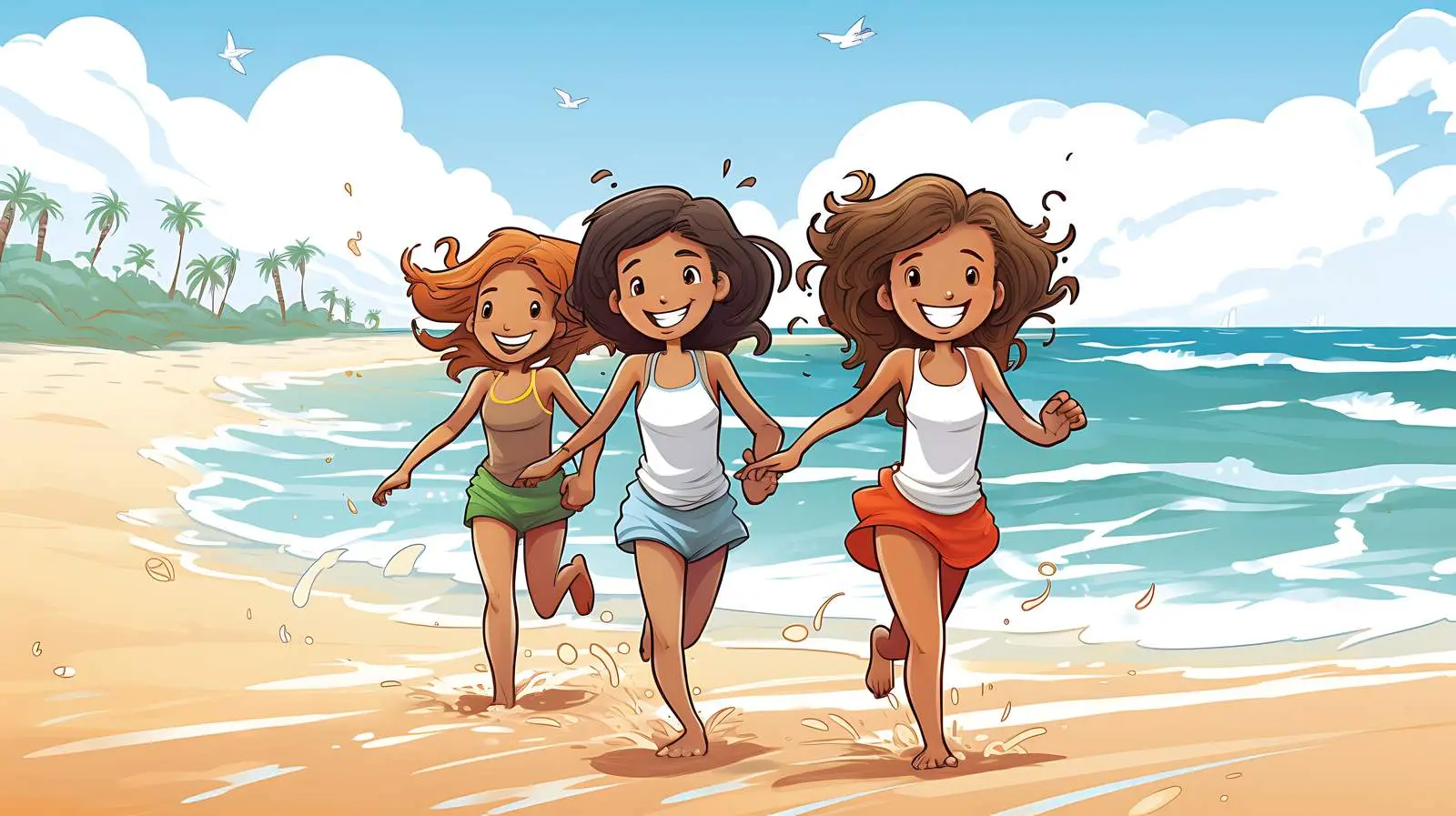 Beach Girls Illustration in EPS Vector — free download from Dotvec