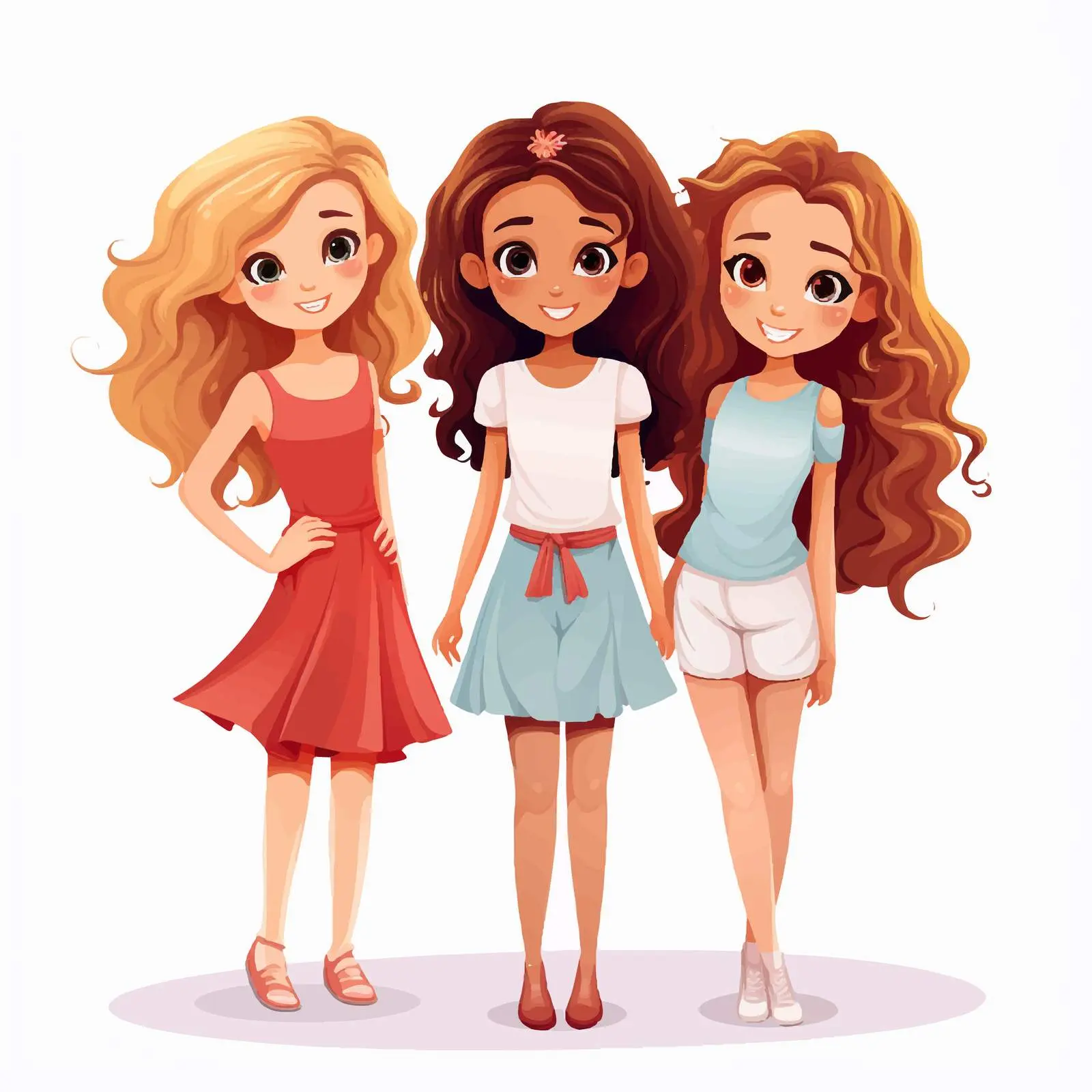 Girls Illustration Vector on White Background — free download from Dotvec