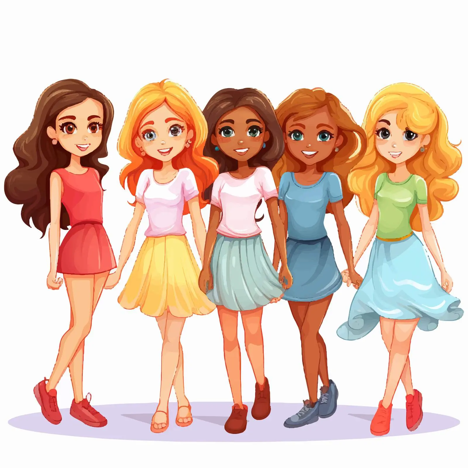 Girls Vector Illustration on White Background — free download from Dotvec
