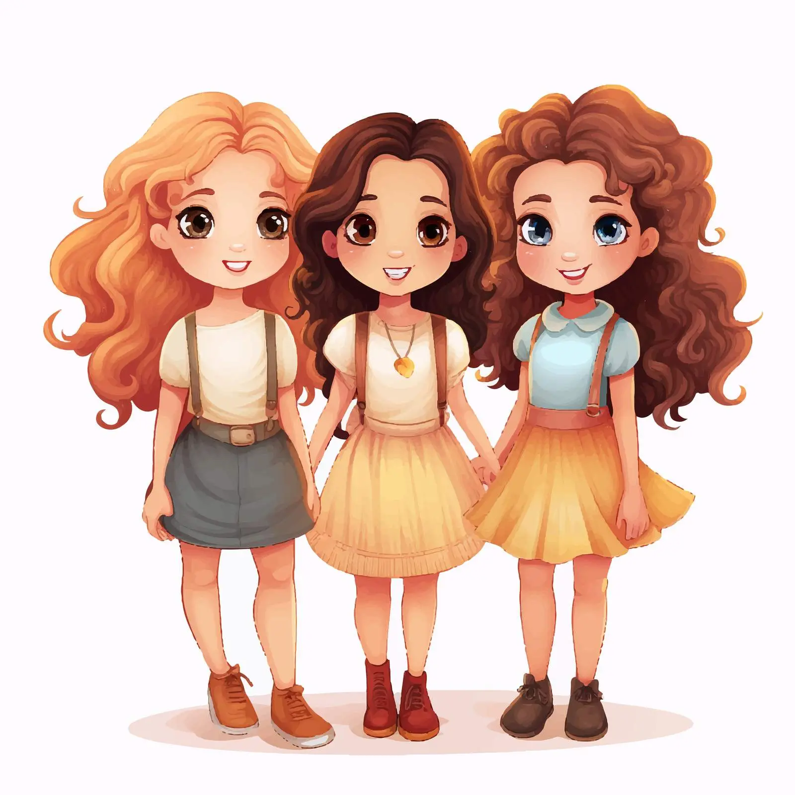 Girls Vector Illustration on White Background — free download from Dotvec