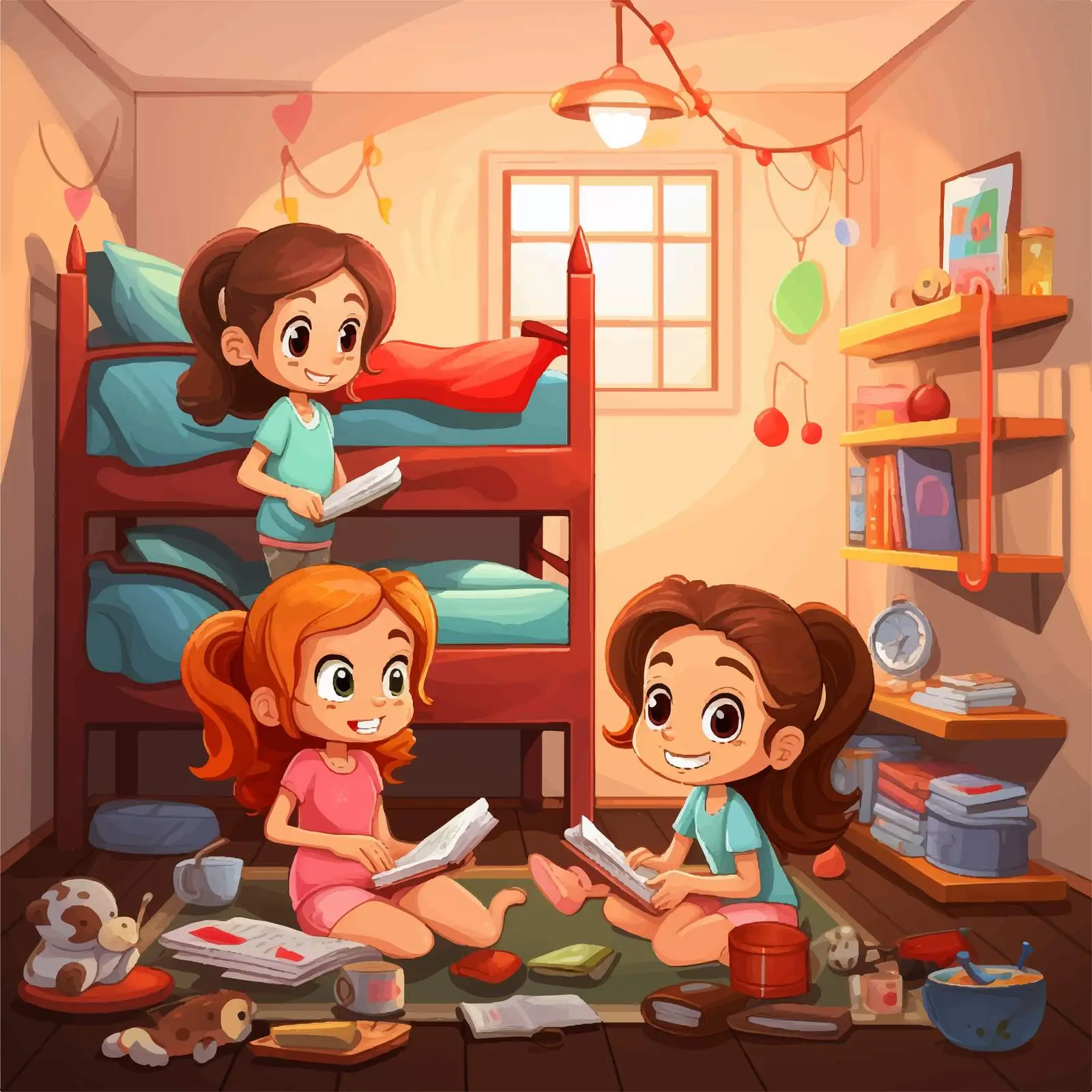 Girls Studying Together in a Cozy Room — free download from Dotvec
