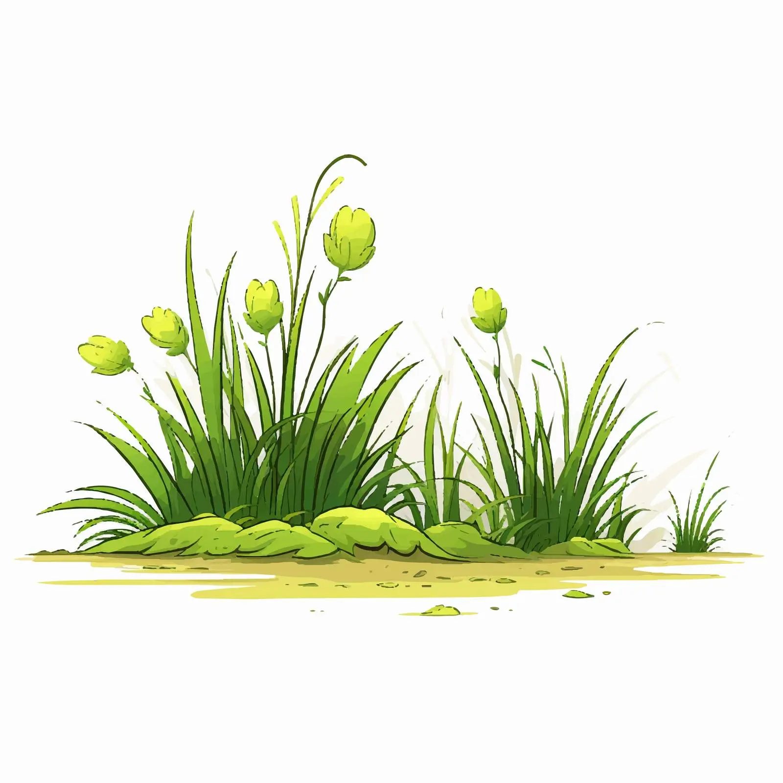 Grass and Plant Outline Vector Illustration — free download from Dotvec