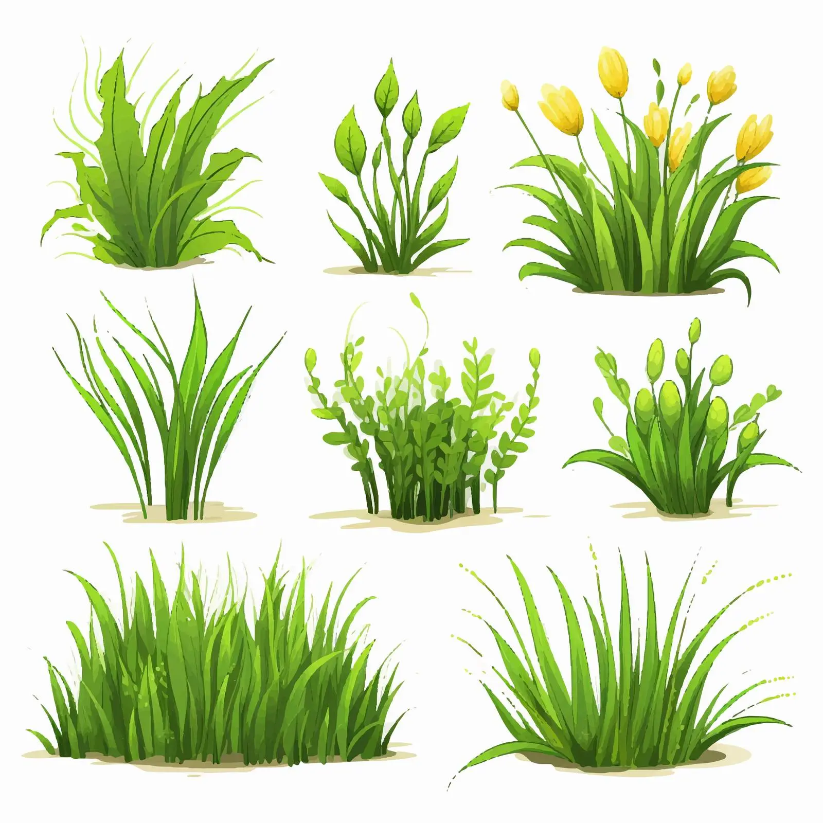 Cartoon Grass and Plant Outlines Vector Illustration — free download from Dotvec