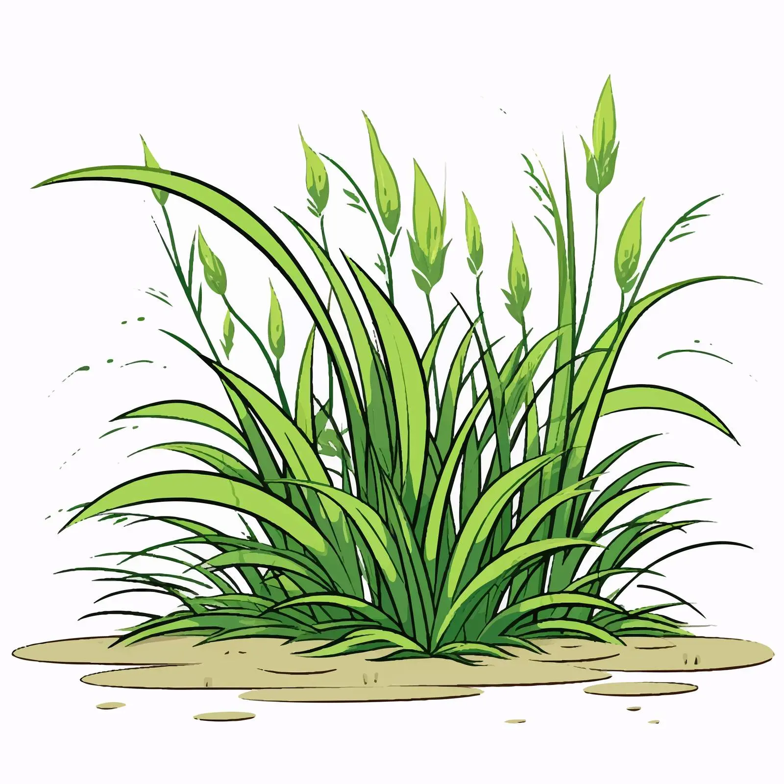 Cartoon Grass and Plant Outline Vector Illustration – free cartoon plants image from Dotvec