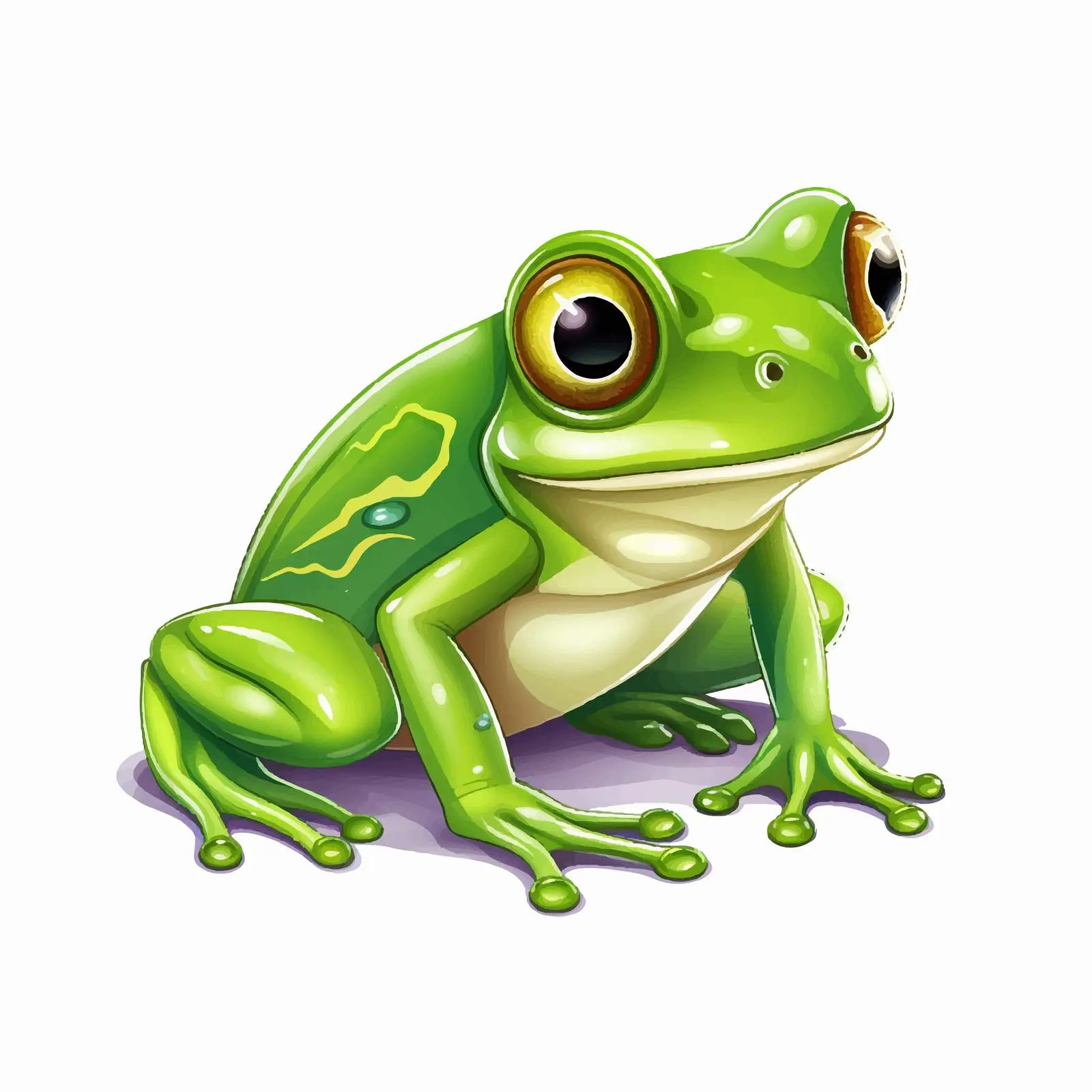 Green Frog Cartoon Vector Illustration on White — free download from Dotvec
