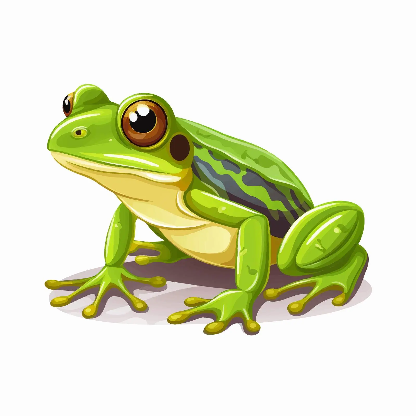 Cartoon Green Frog Vector Illustration on White Background — free download from Dotvec