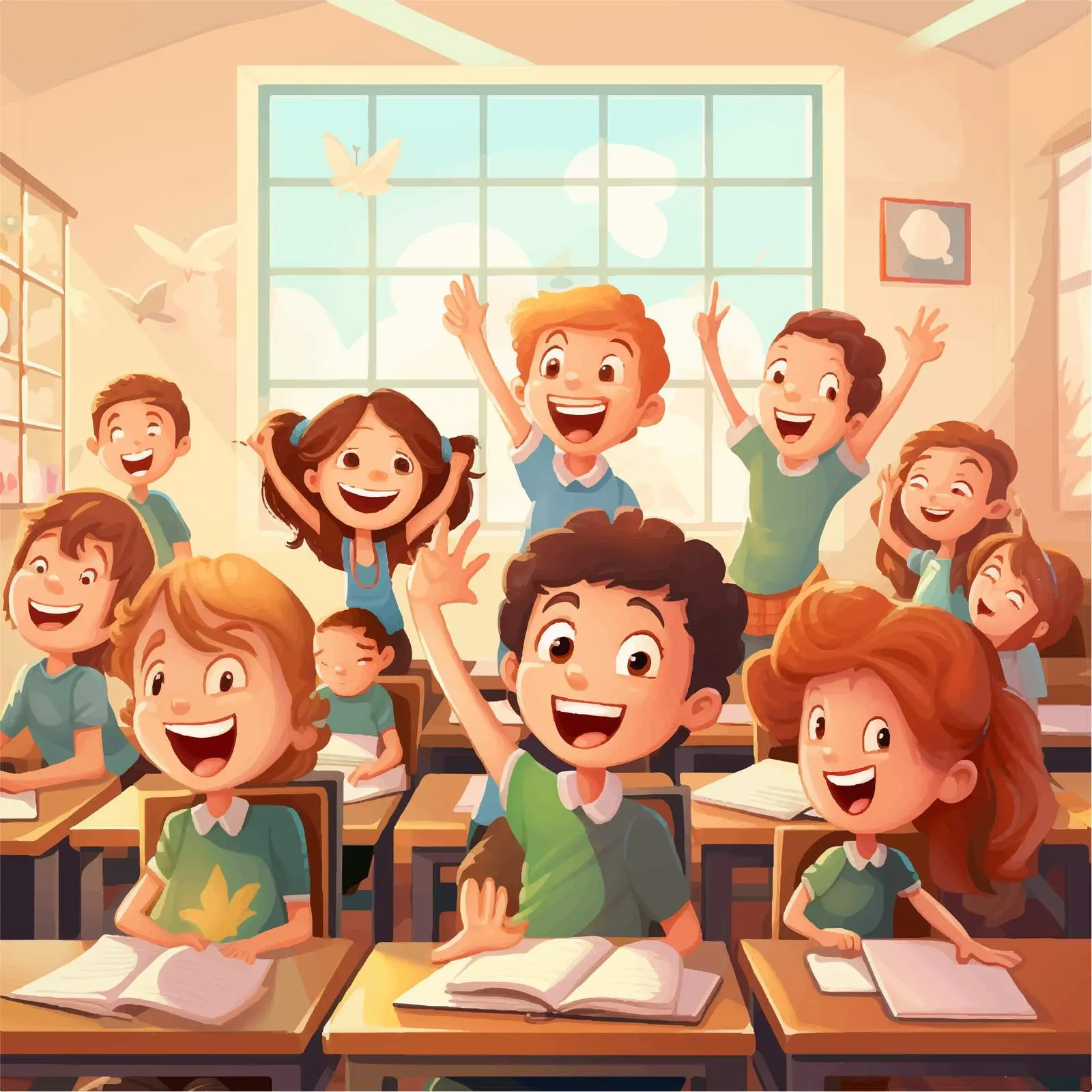 Happy Students Learning in Classroom Vector Illustration — free download from Dotvec