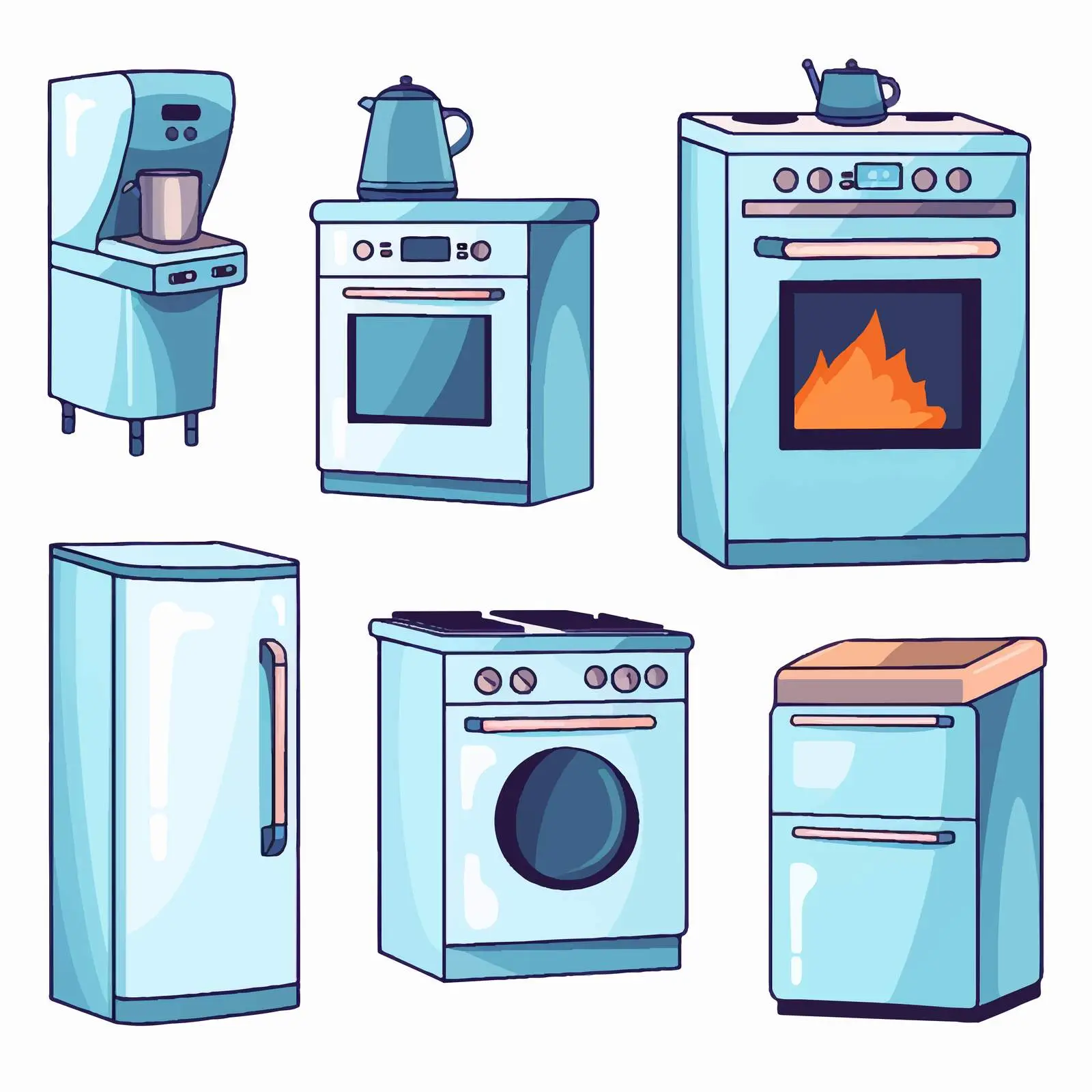 House Appliances Vector Illustration on White Background — free download from Dotvec
