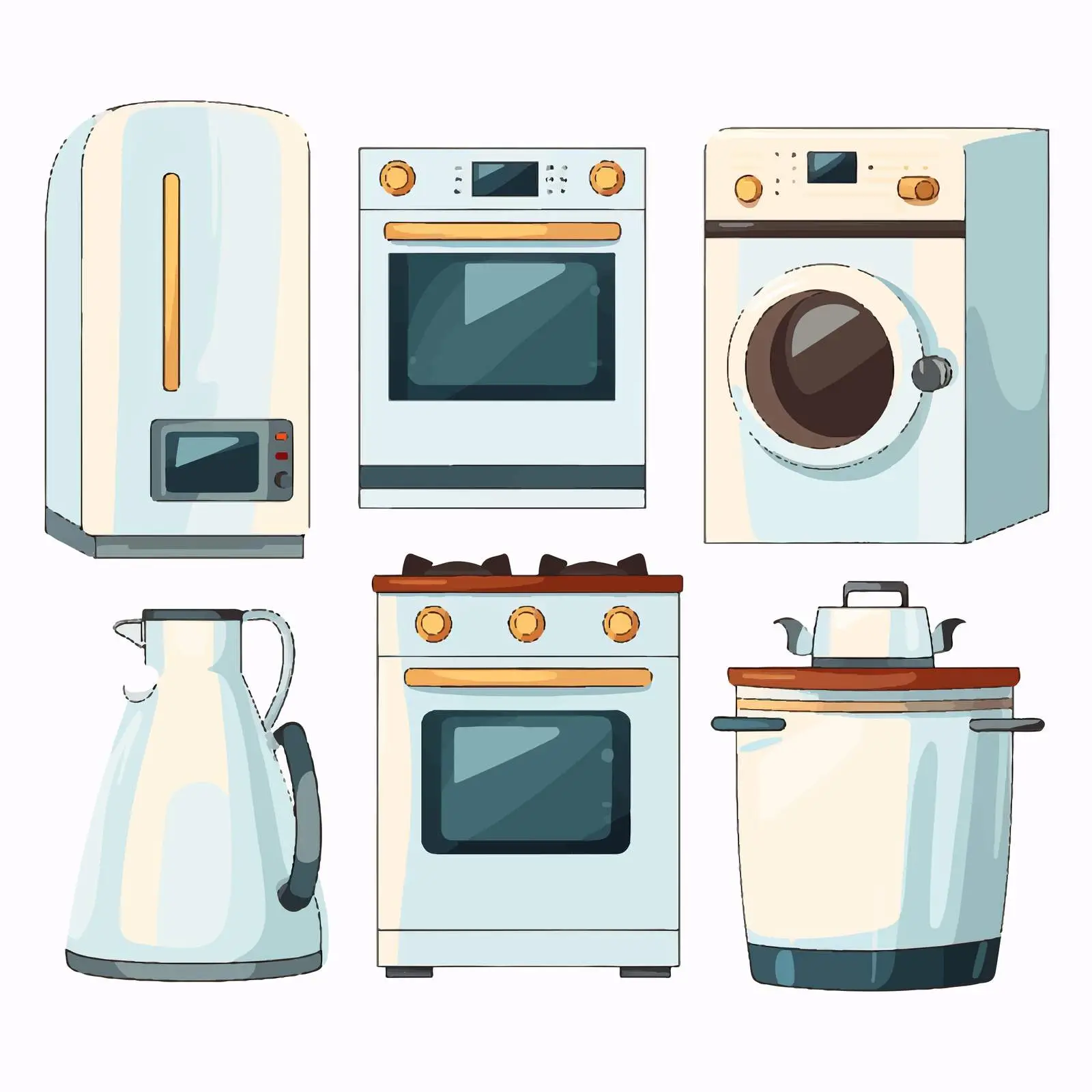 House Appliances Vector Illustration on White Background – free utilities image from Dotvec