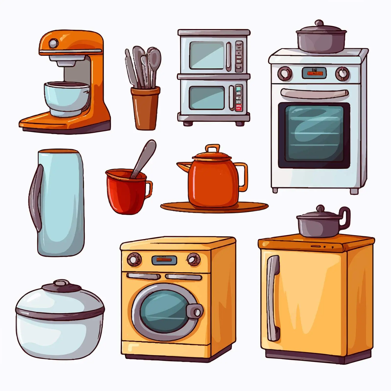 House Appliances Illustration on White Background — free download from Dotvec