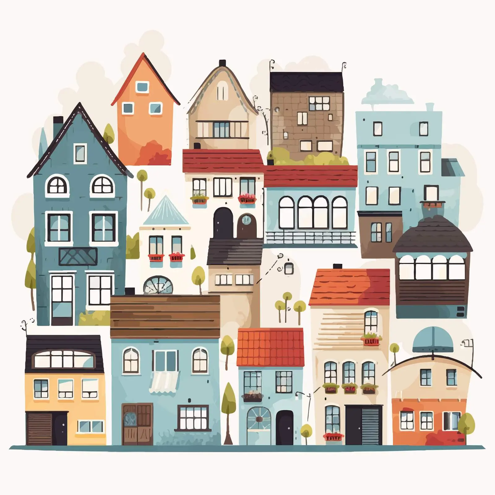 Illustration of Buildings and Houses in Vectors — free download from Dotvec
