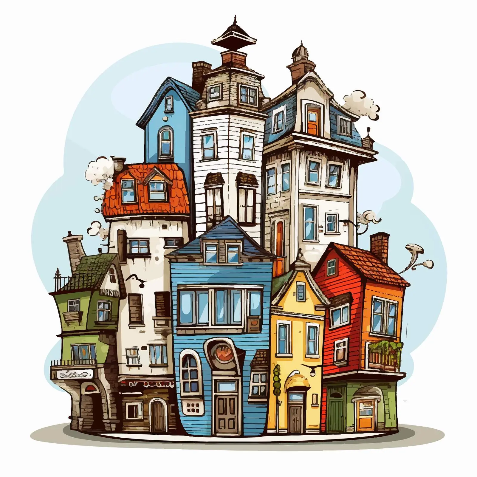 Vector Illustration of Houses and Buildings — free download from Dotvec
