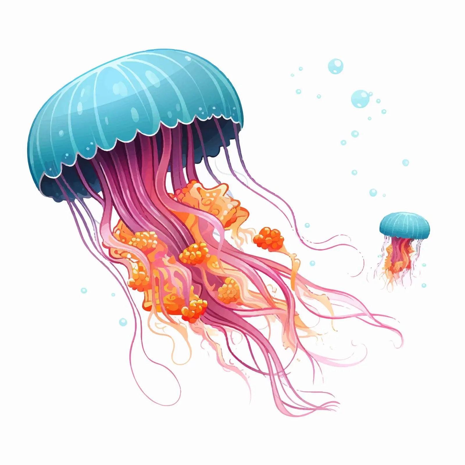 Cartoon Jellyfish Illustration Underwater Vector — free download from Dotvec