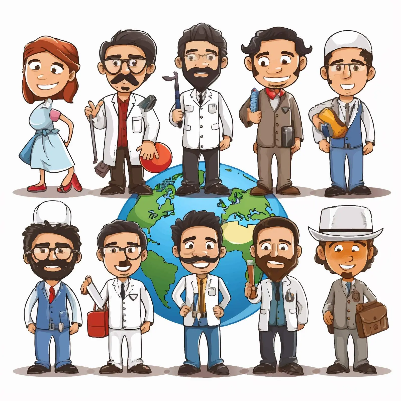 Global Jobs Illustration in Cartoon Style — free download from Dotvec