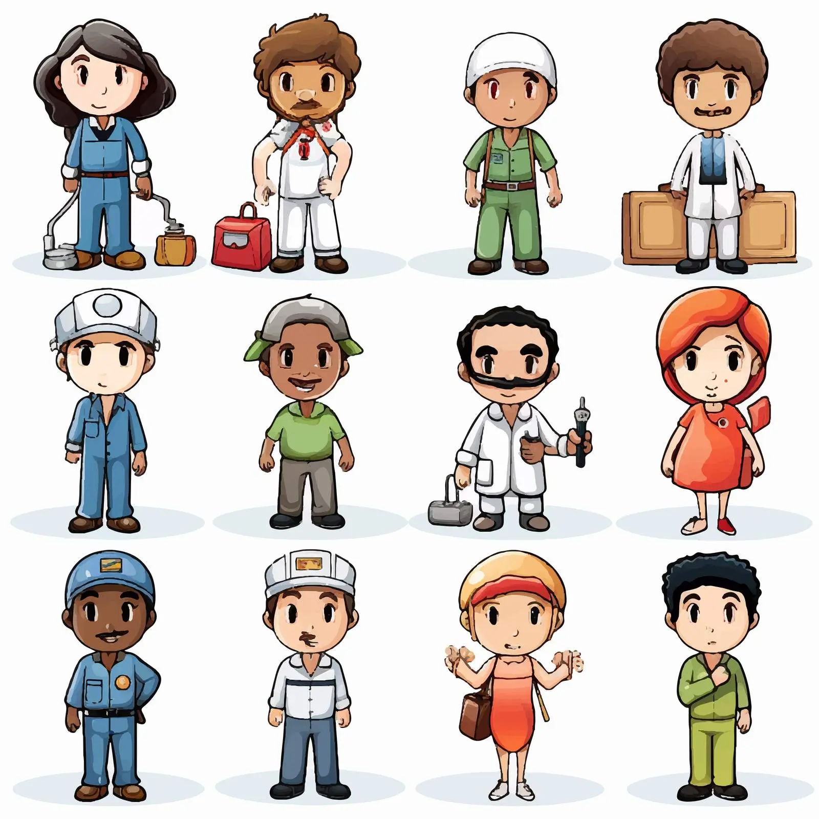 Cartoon Illustrations of Global Jobs and Professions — free download from Dotvec