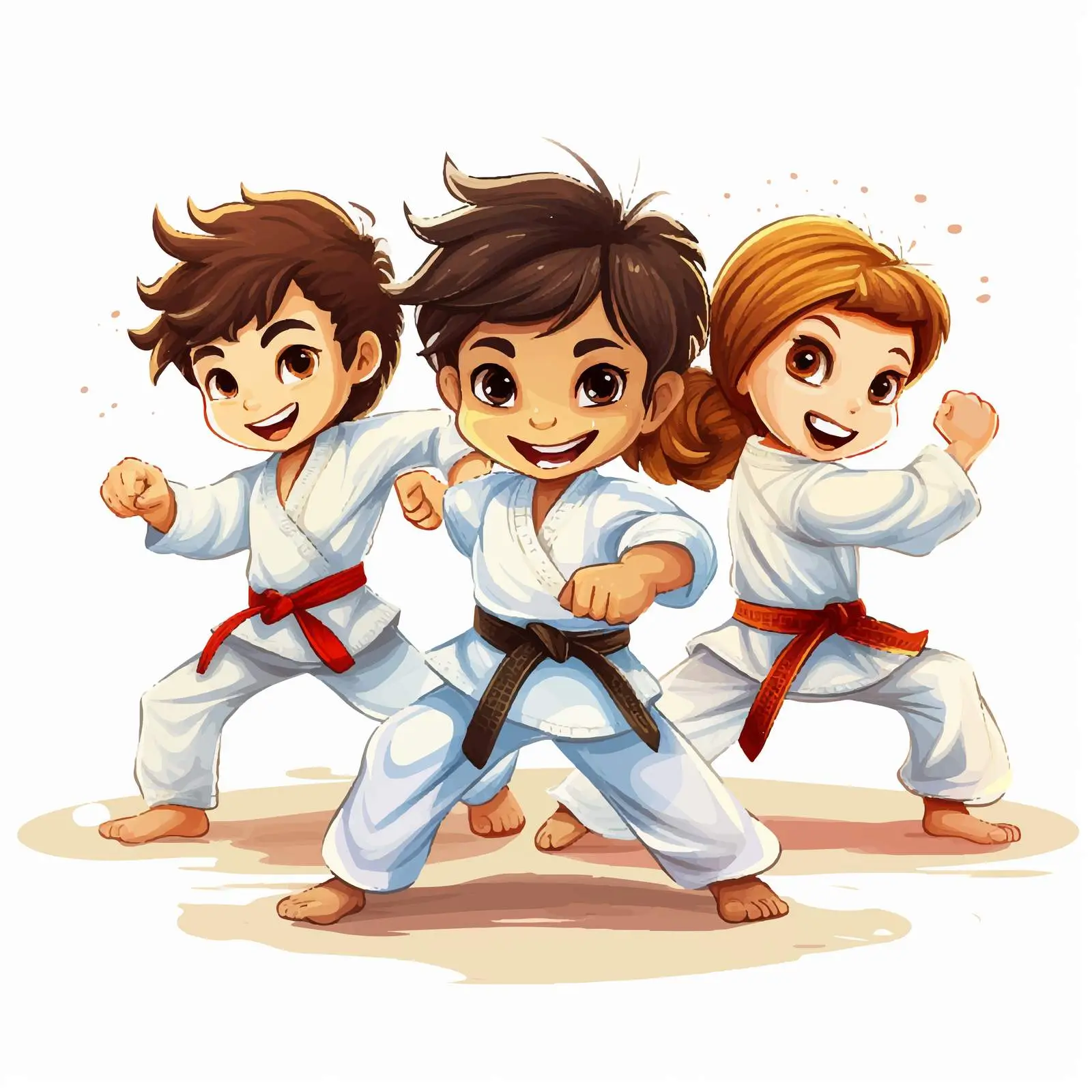 Karate Kids Illustration on White Background — free download from Dotvec