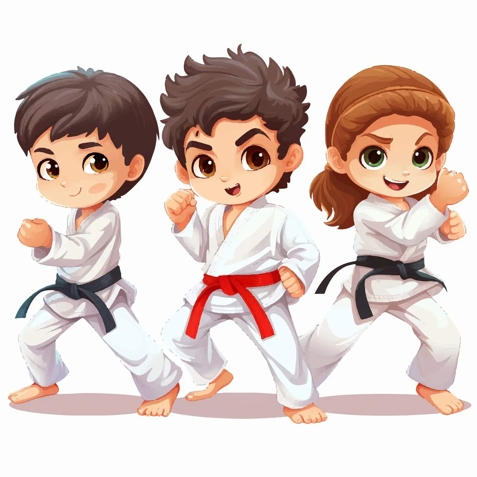 Karate Kids Vector Illustration on White Background — free download from Dotvec