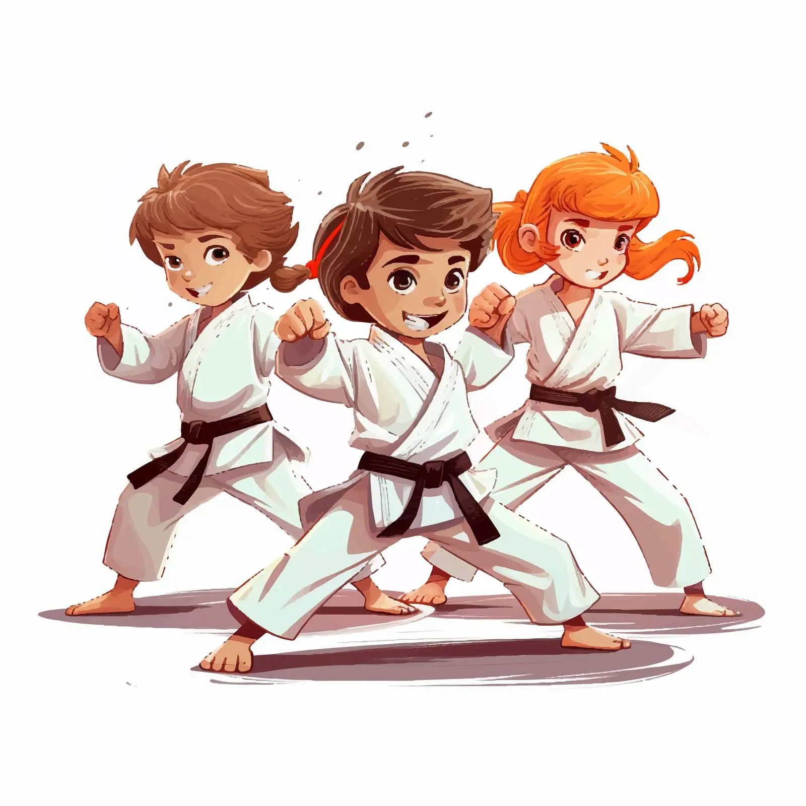 Karate Kids Vector Illustration on White Background — free download from Dotvec
