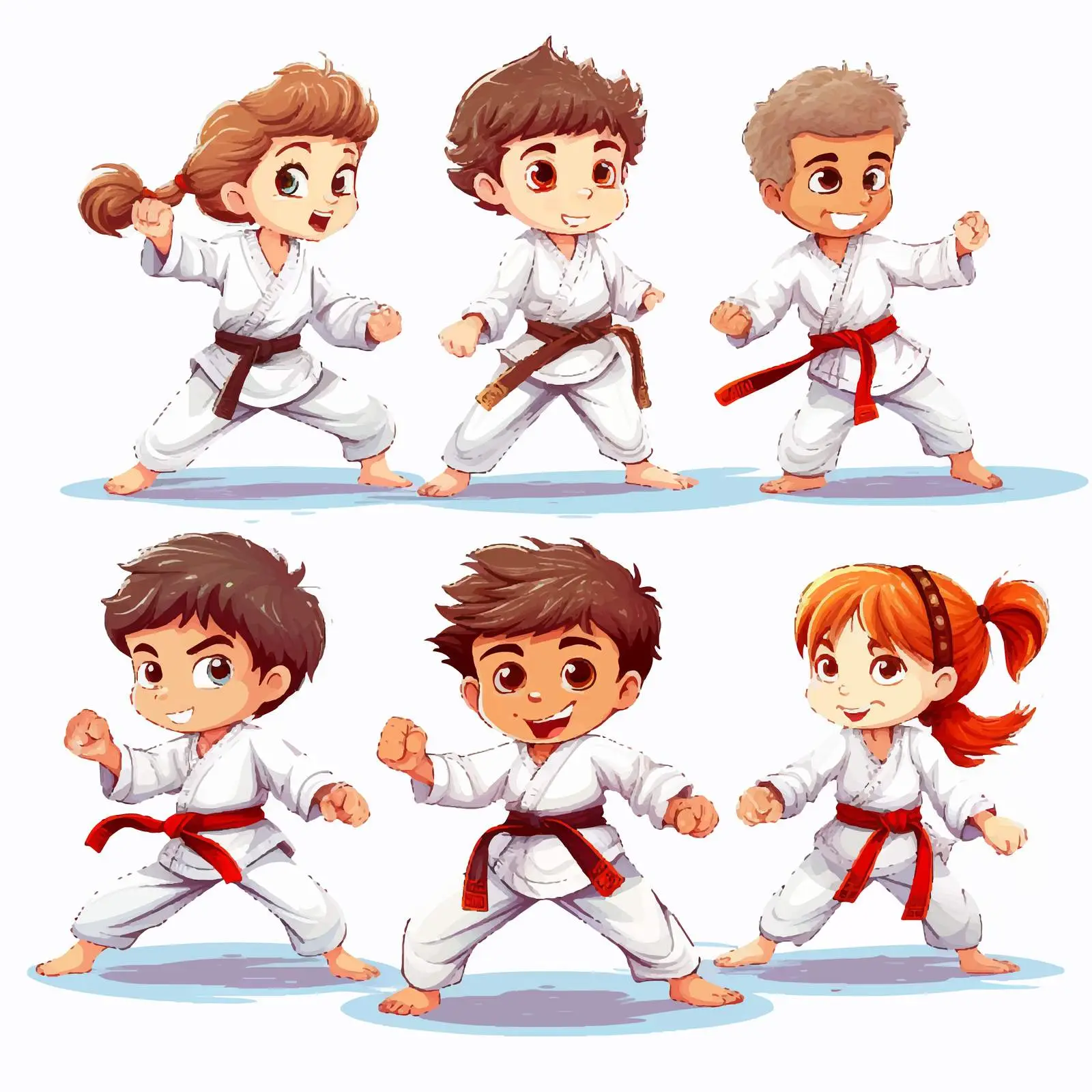 Karate Kids Vector Illustration on White Background — free download from Dotvec
