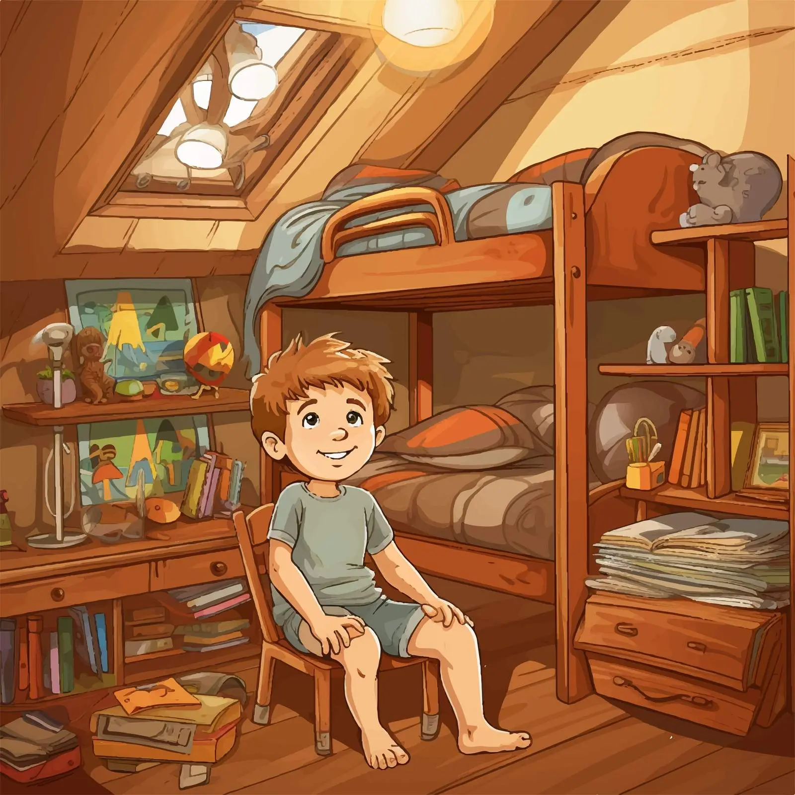 Cartoon Illustration of Child in Room — free download from Dotvec