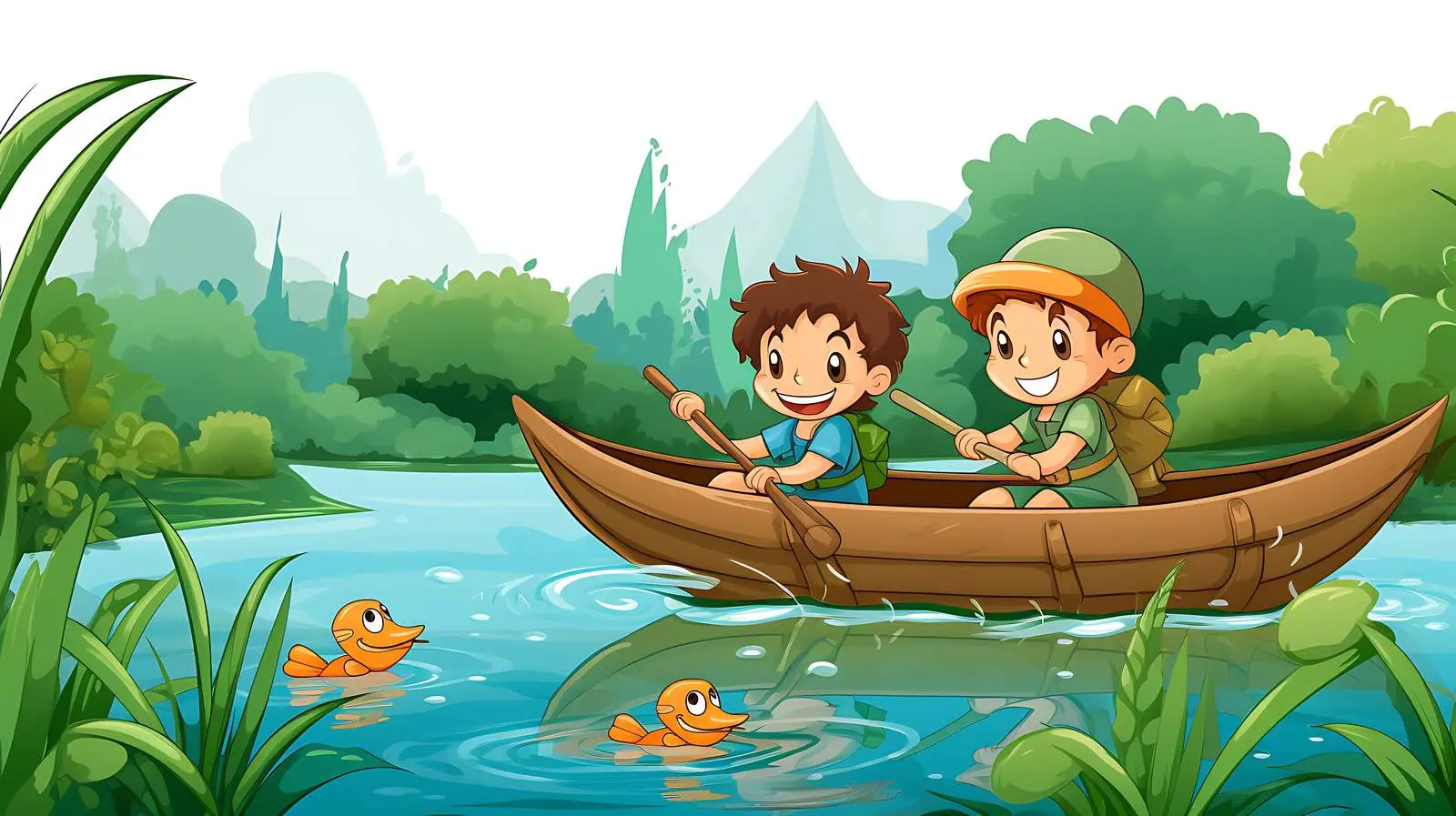 Kids Boating in Pond — free download from Dotvec