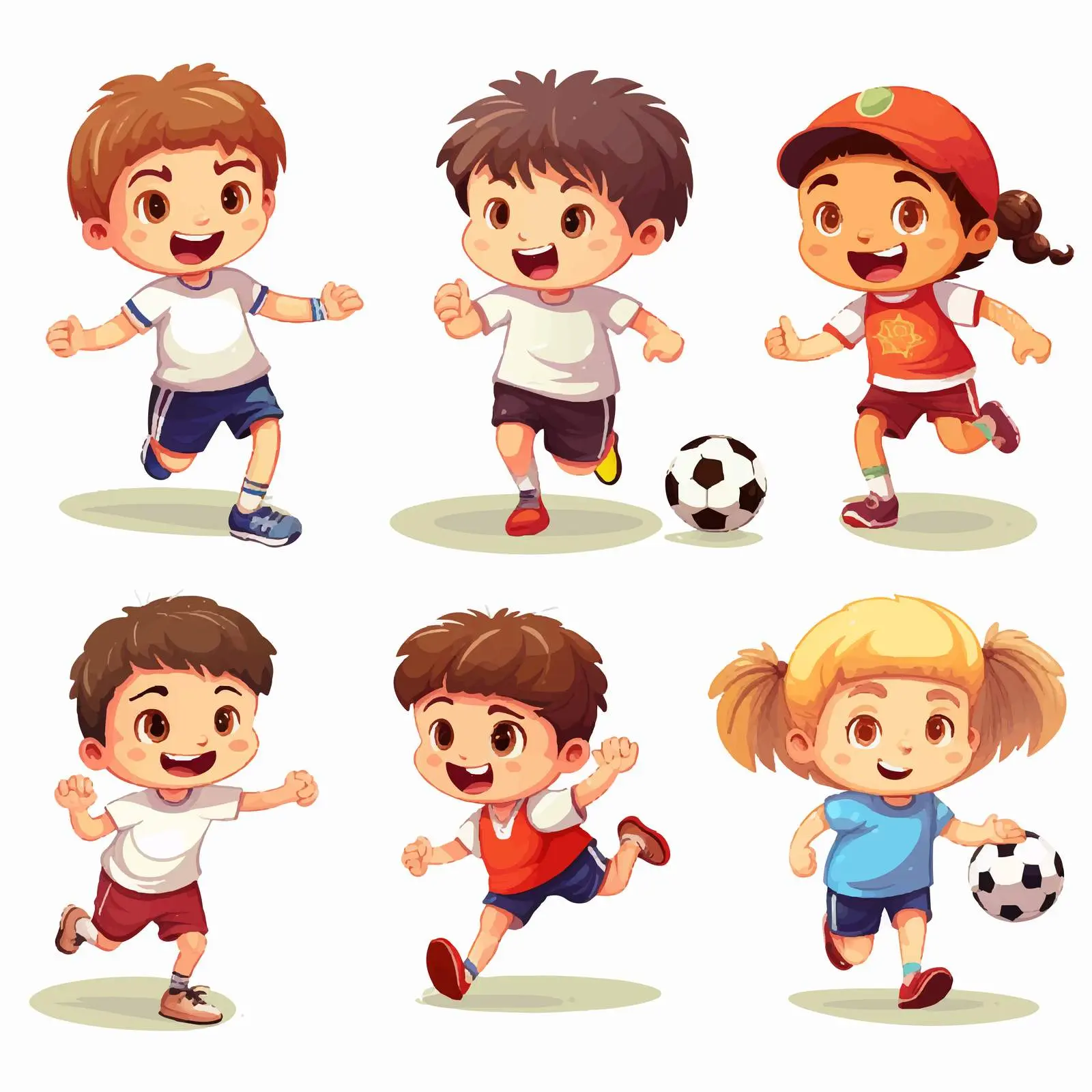 Kids Exercising and Playing Various Sports Illustration — free download from Dotvec