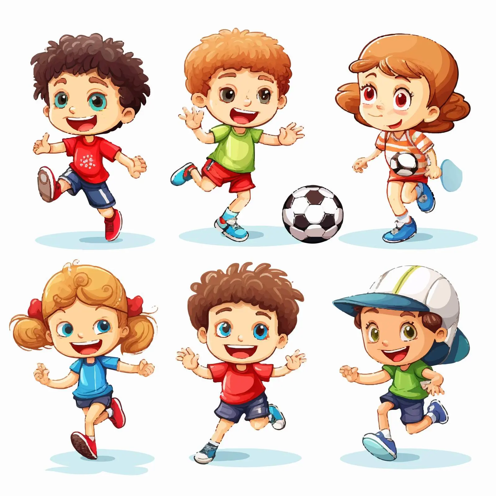 Kids Exercising and Playing Sports Illustration — free download from Dotvec