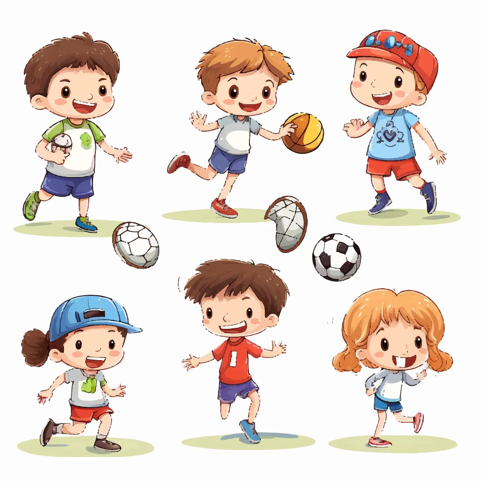 Kids Exercising and Playing Sports Illustration — free download from Dotvec
