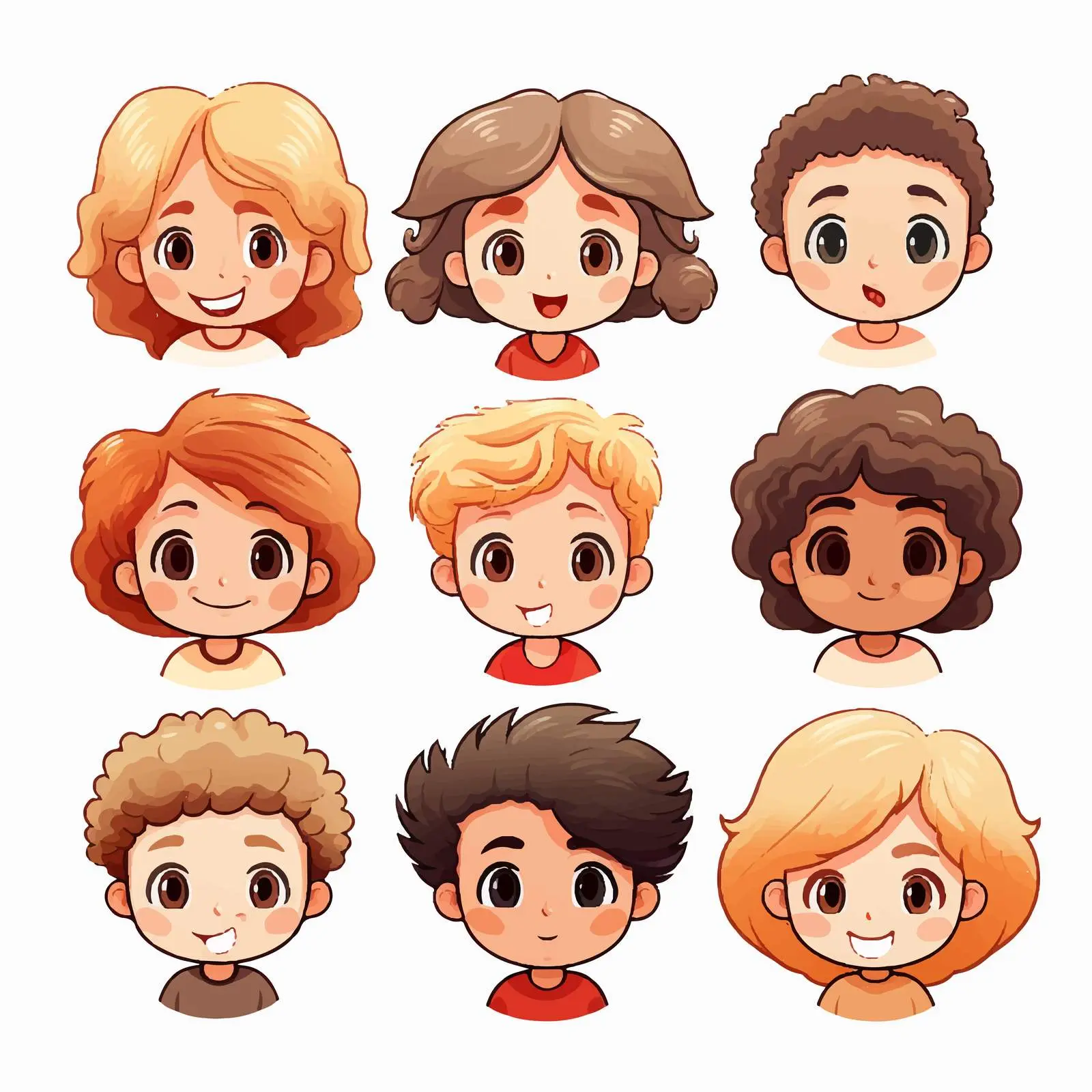 Colorful Kids Faces Vector Illustration — free download from Dotvec