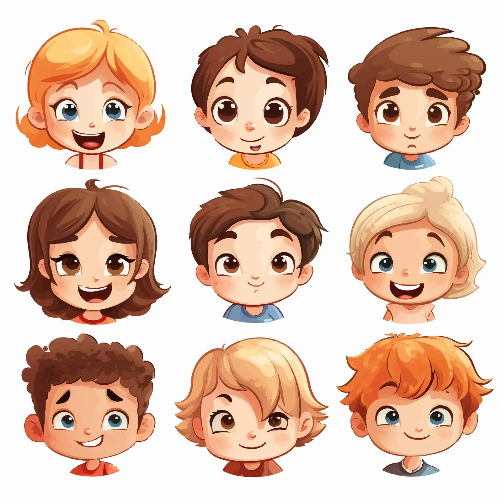 Kids Faces Illustration on White Background — free download from Dotvec
