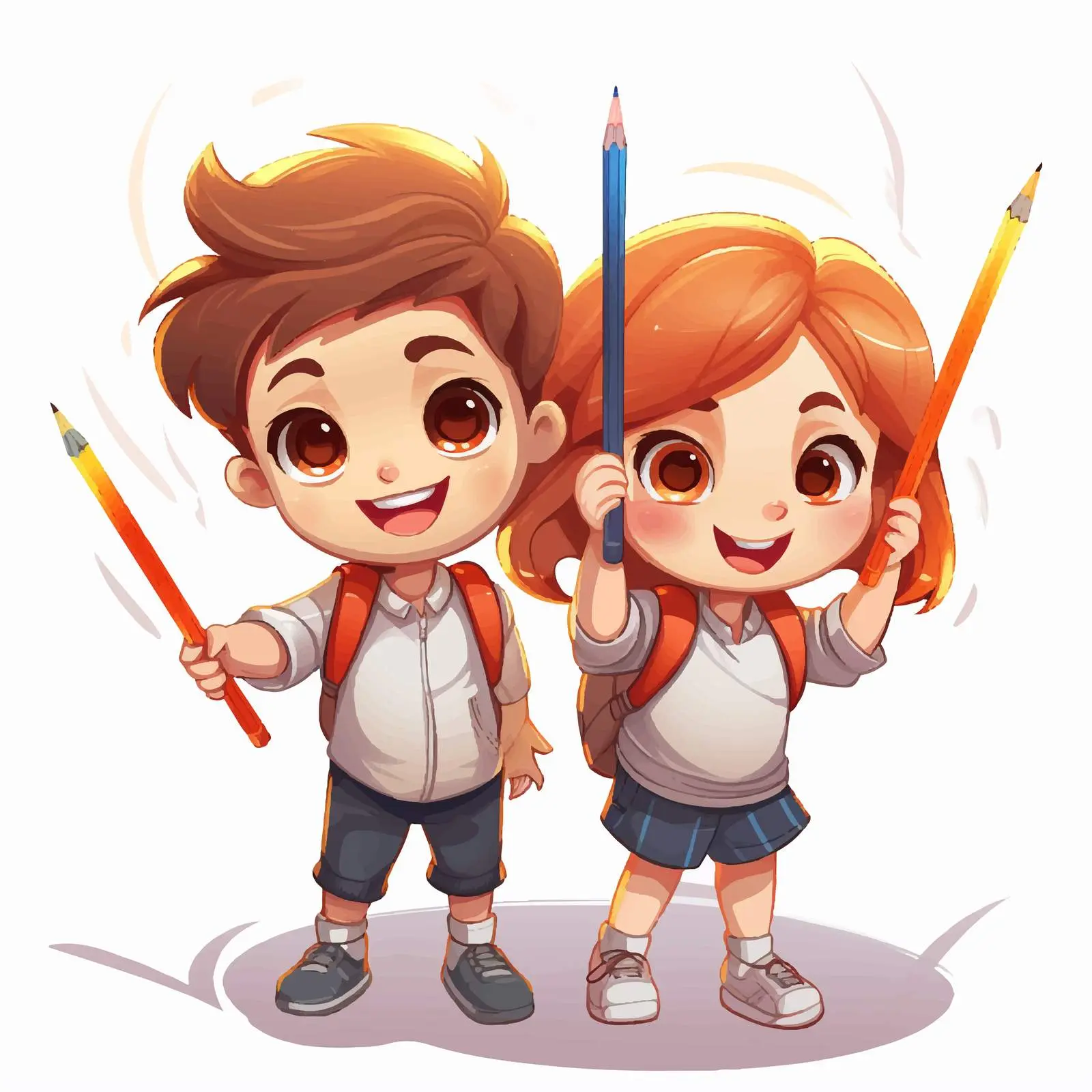 Cartoon Kids Holding Pencils Vector Illustration — free download from Dotvec