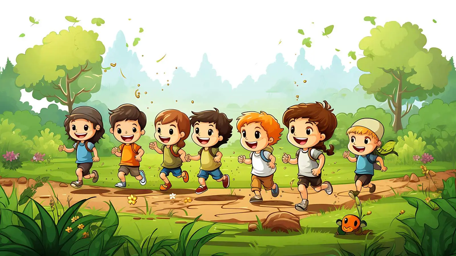 Kids Enjoying Nature Scene Illustration — free download from Dotvec
