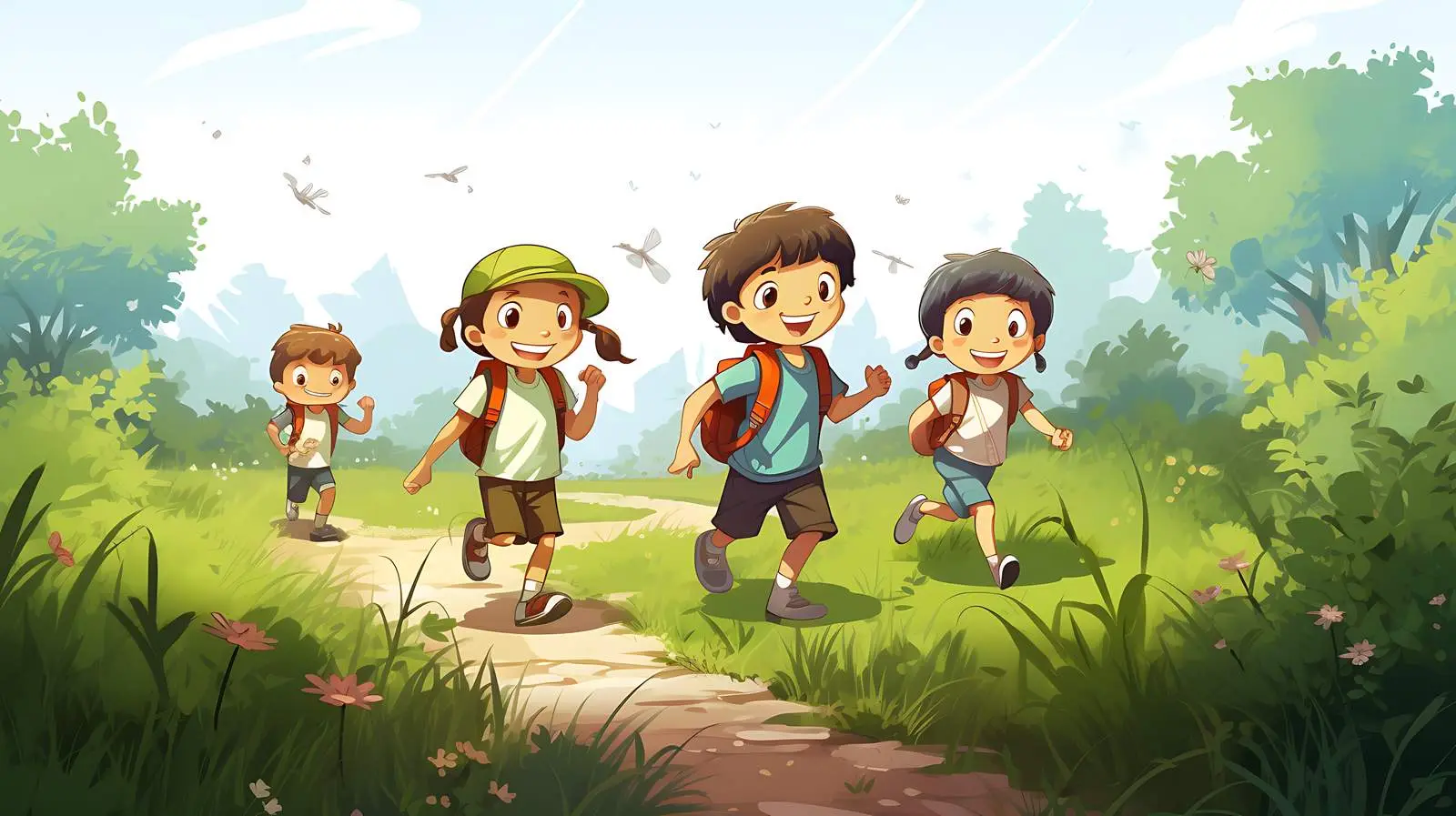 Vibrant Kids in Nature Illustration — free download from Dotvec