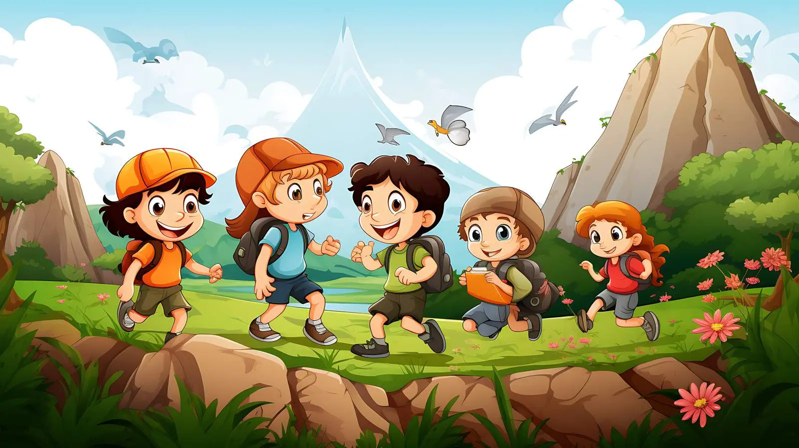 Children Enjoying Nature Scene — free download from Dotvec