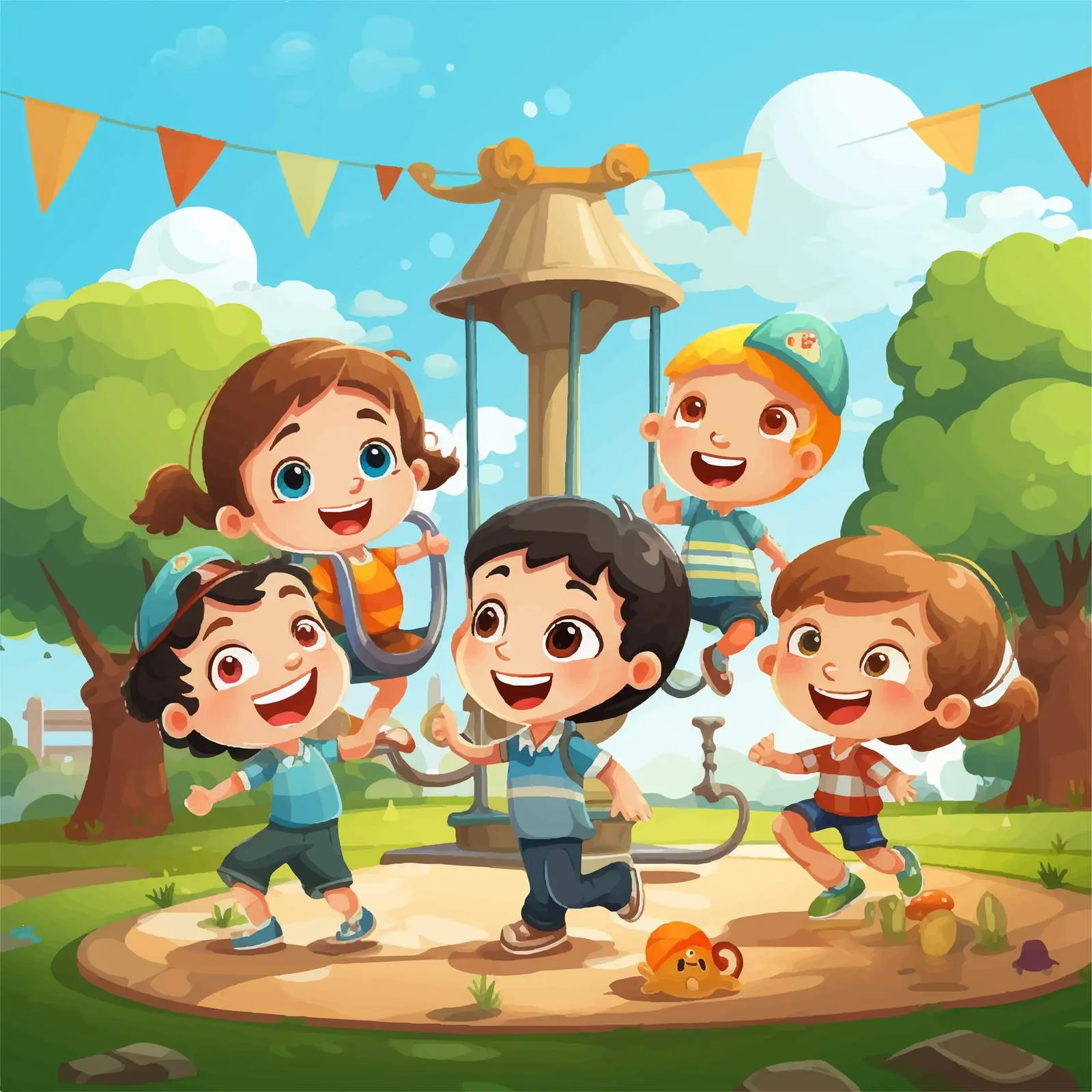 Kids Playing at the Park Illustration — free download from Dotvec