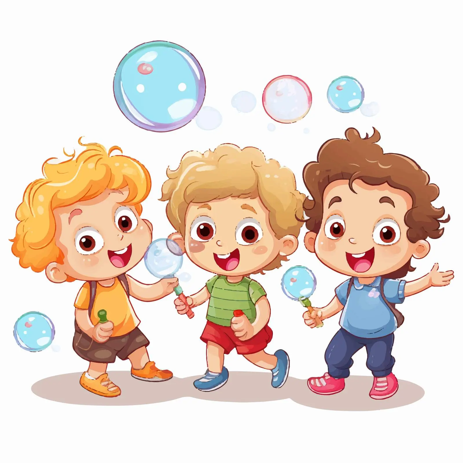 Kids Playing and Blowing Bubbles Illustration — free download from Dotvec