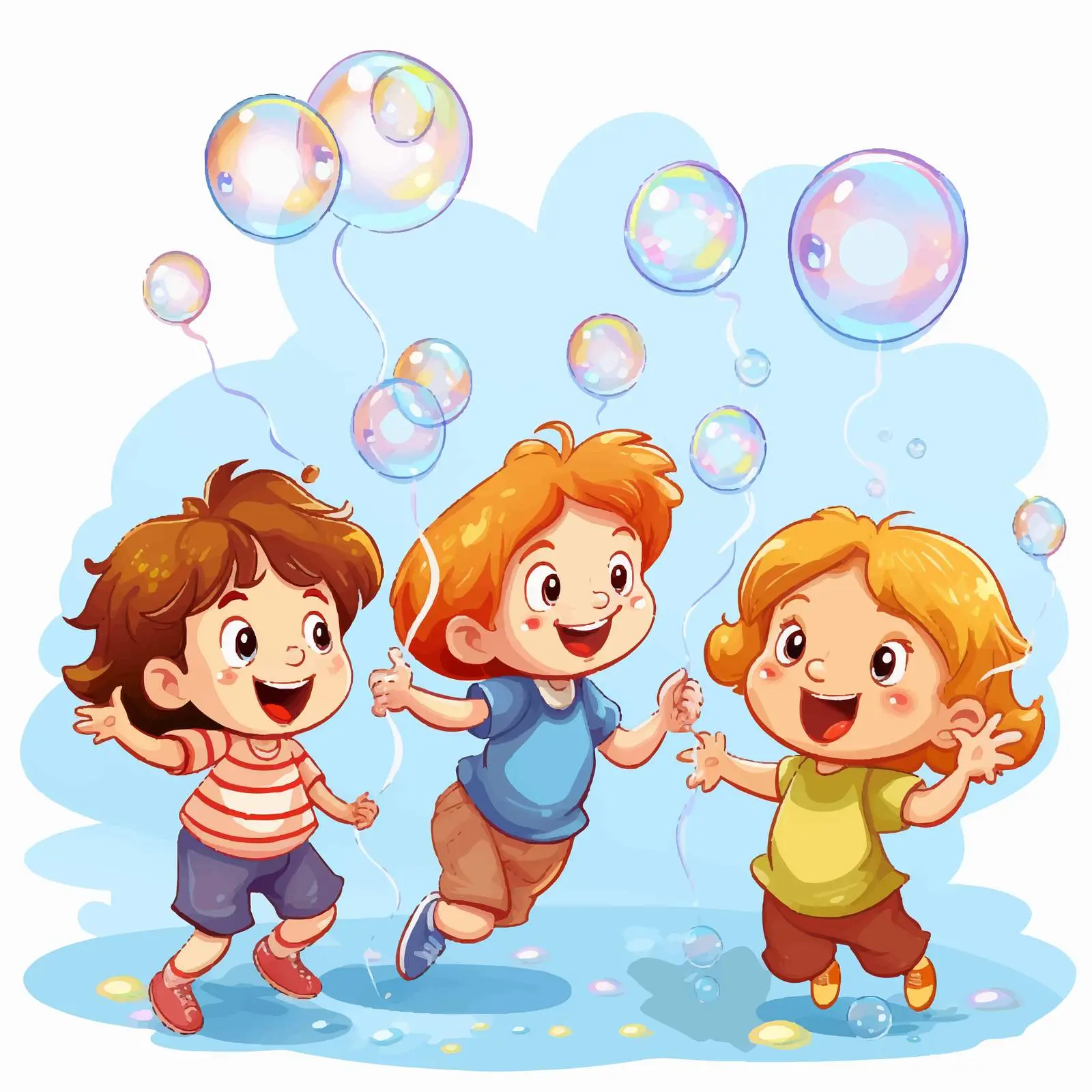 Kids Playing and Blowing Bubbles Illustration — free download from Dotvec