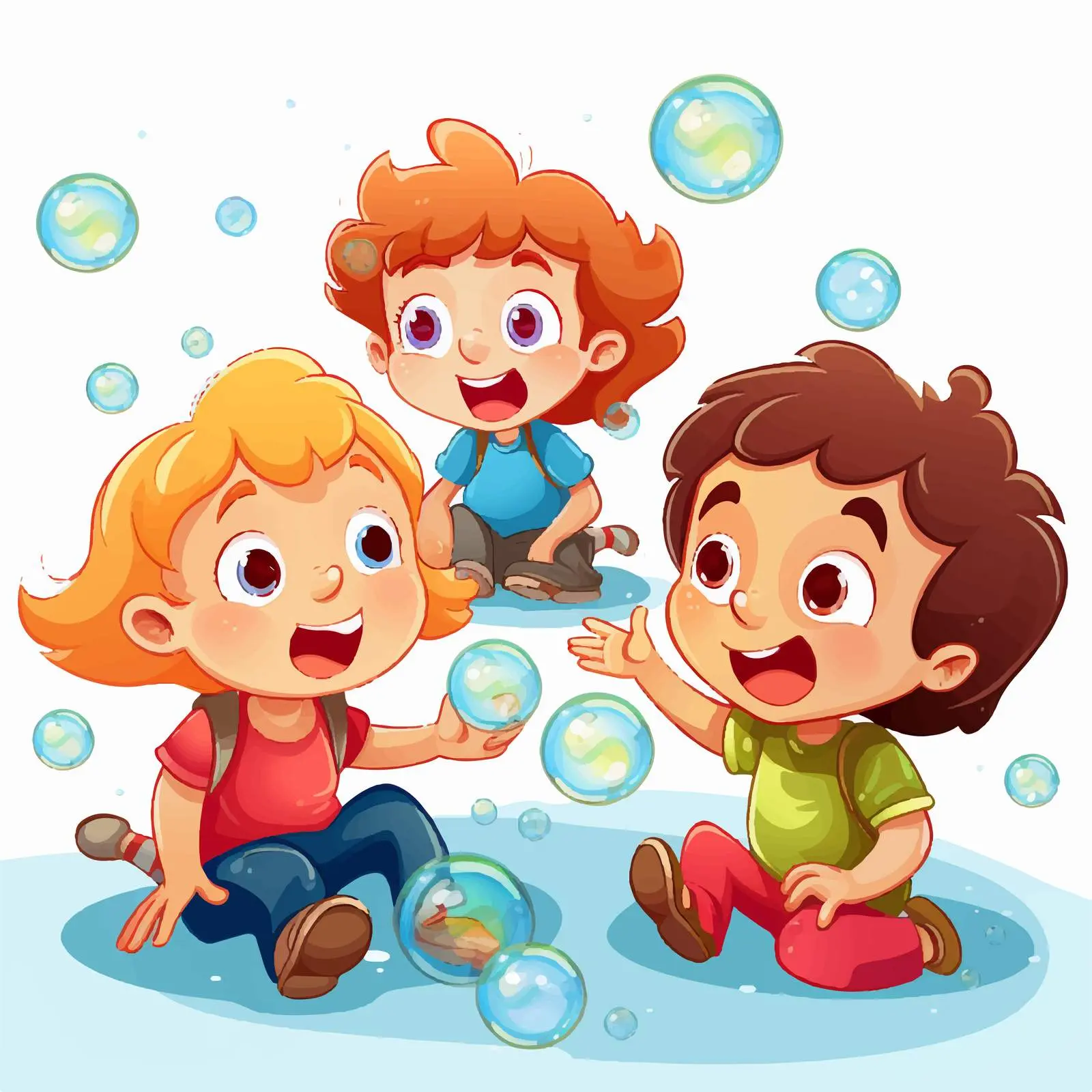 Kids Playing and Blowing Bubbles Illustration — free download from Dotvec