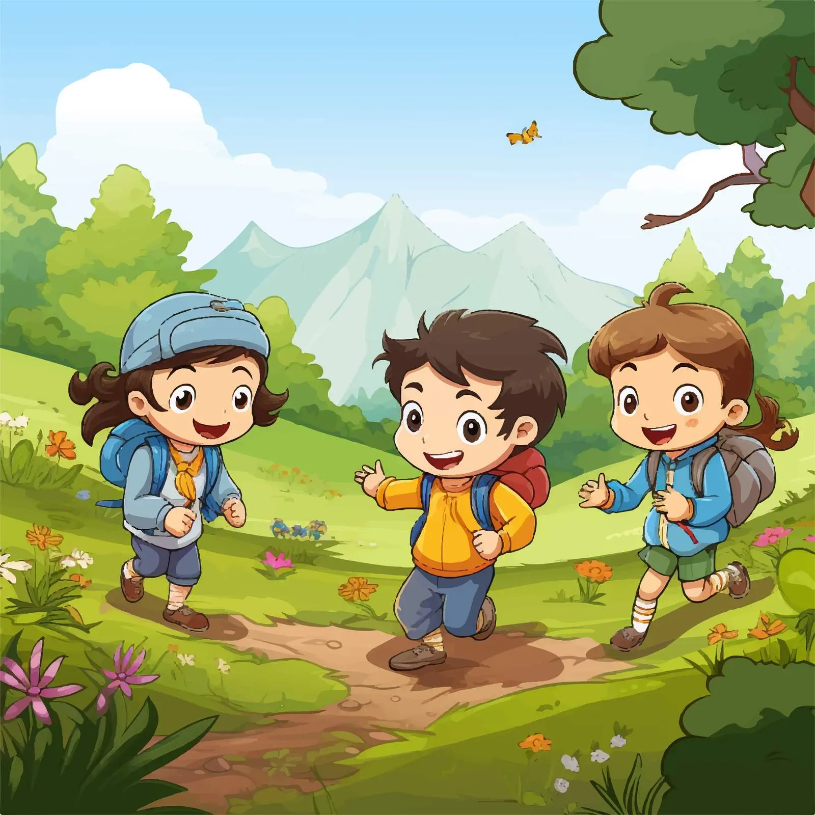 Kids Playing Games in Beautiful Nature — free download from Dotvec