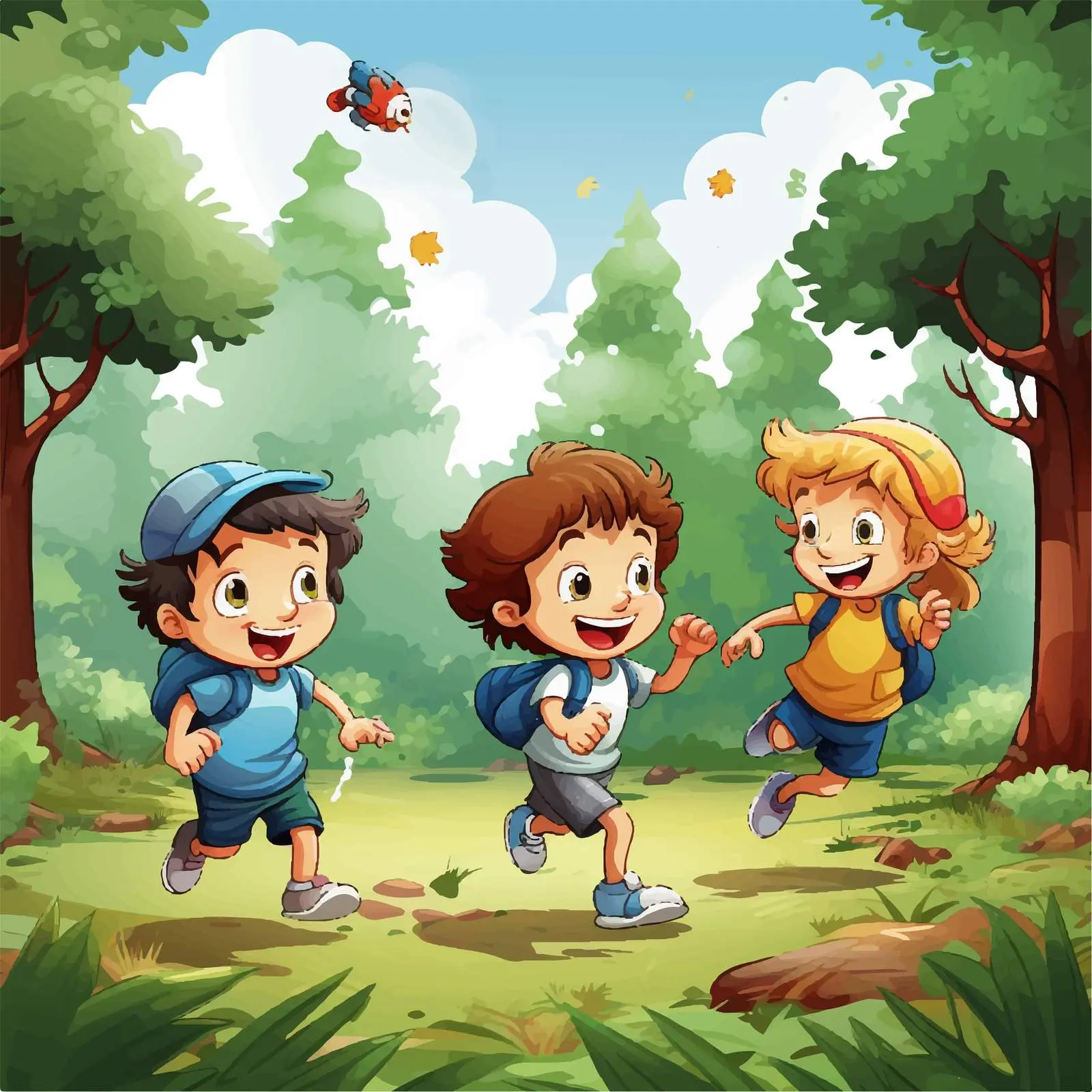 Kids Playing Game in a Beautiful Nature — free download from Dotvec