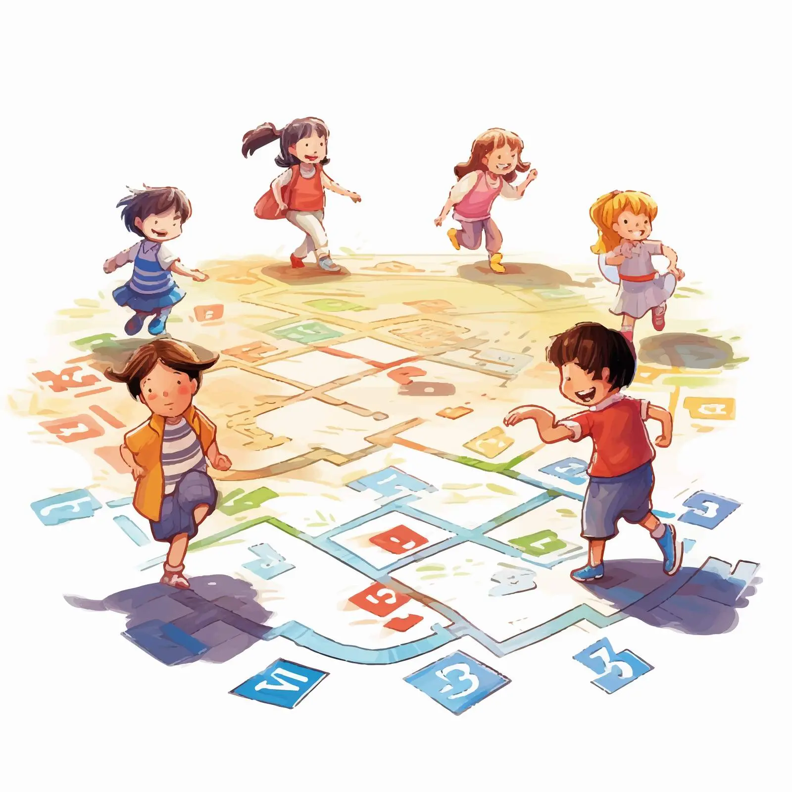 Kids Playing Hopscotch in Playground Vector — free download from Dotvec