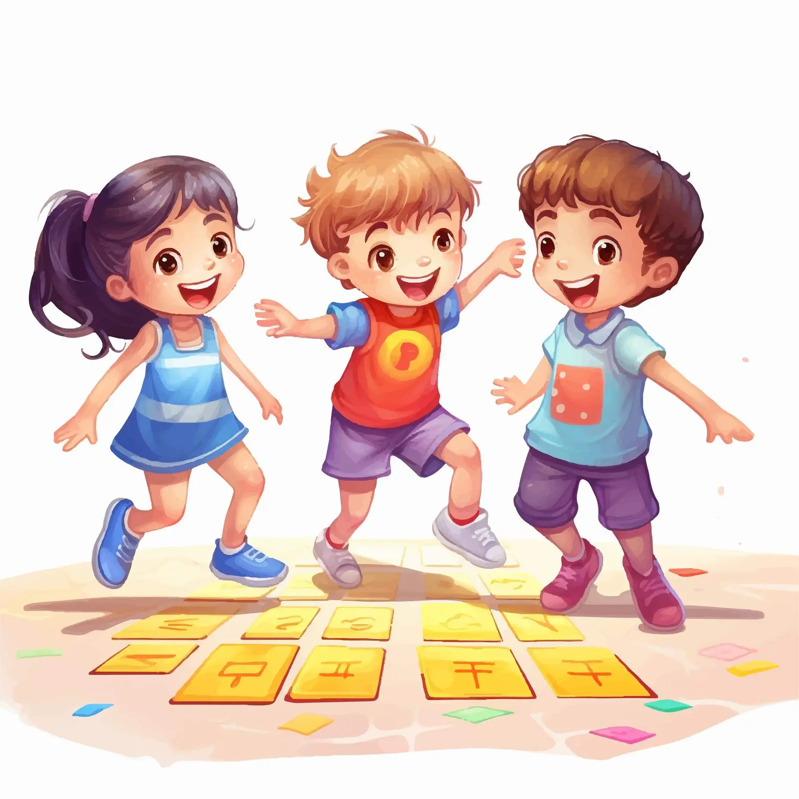 Kids Playing Hopscotch Cartoon Vector Illustration — free download from Dotvec