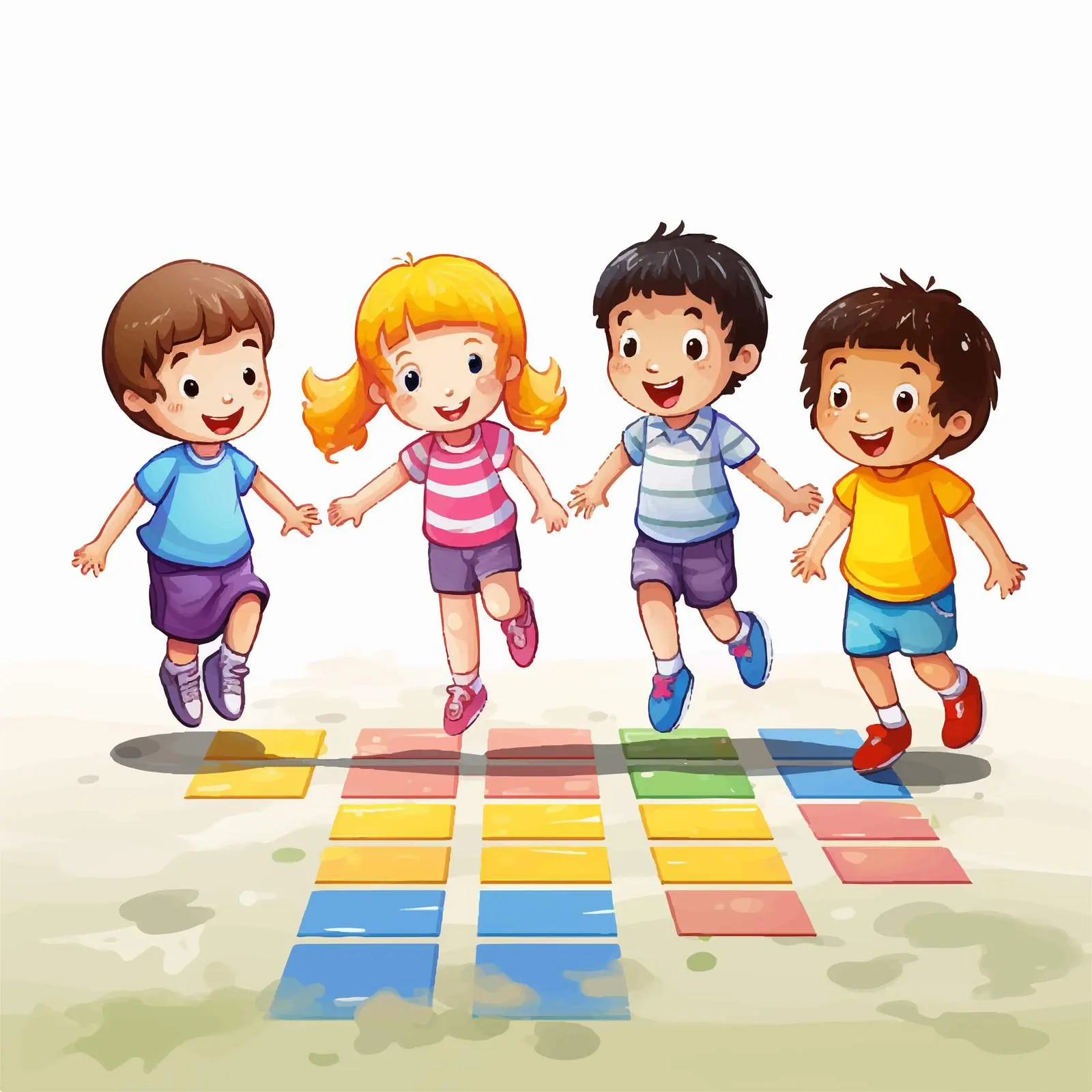 Kids Playing Hopscotch Vector Illustration — free download from Dotvec