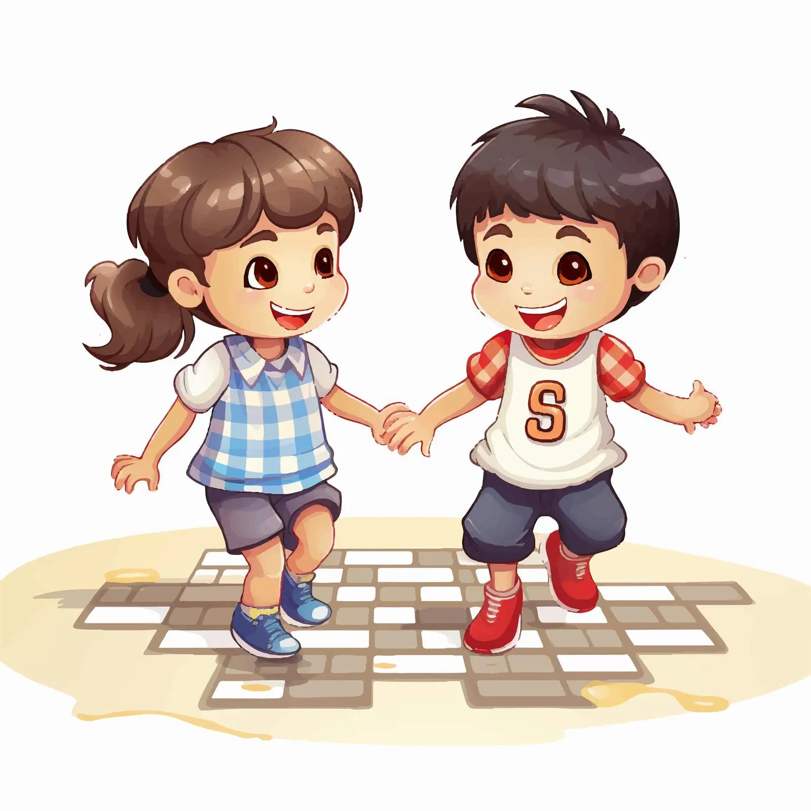 Kids Playing Hopscotch Cartoon Vector Illustration – free skip image from Dotvec
